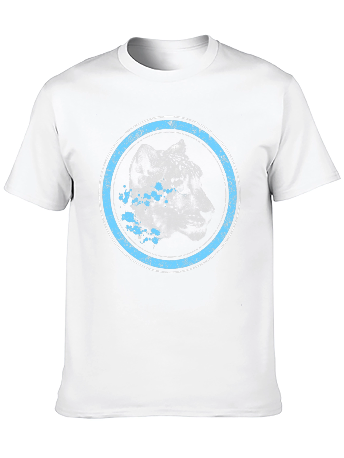 Black Leopard Graphic Tee - Distressed Blue Circle Design view 10
