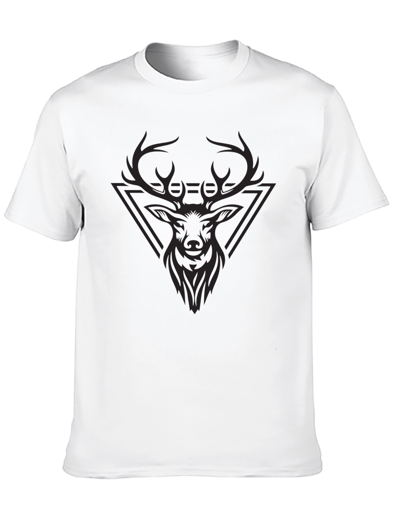 Black Men's Black T-Shirt with Stag Head Graphic view 10