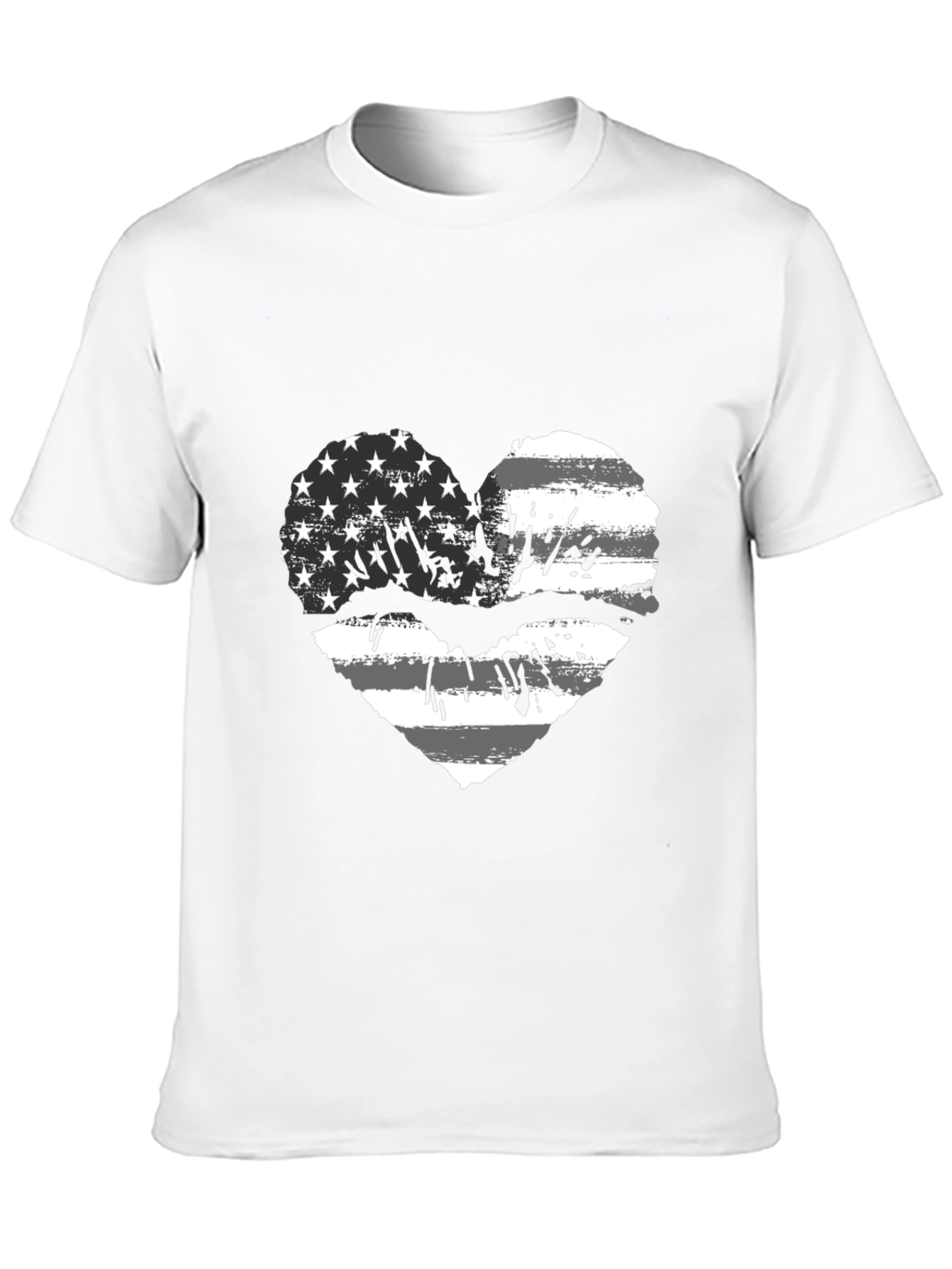 Black American Flag Heart Lips Black T-Shirt view 10
