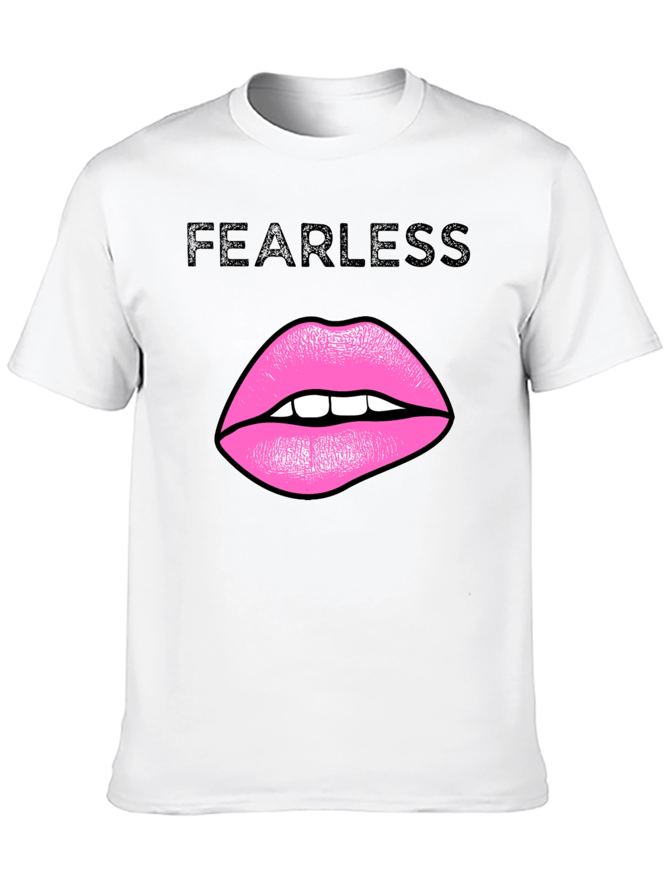 Black Fearless Lips Graphic Black T-Shirt view 10