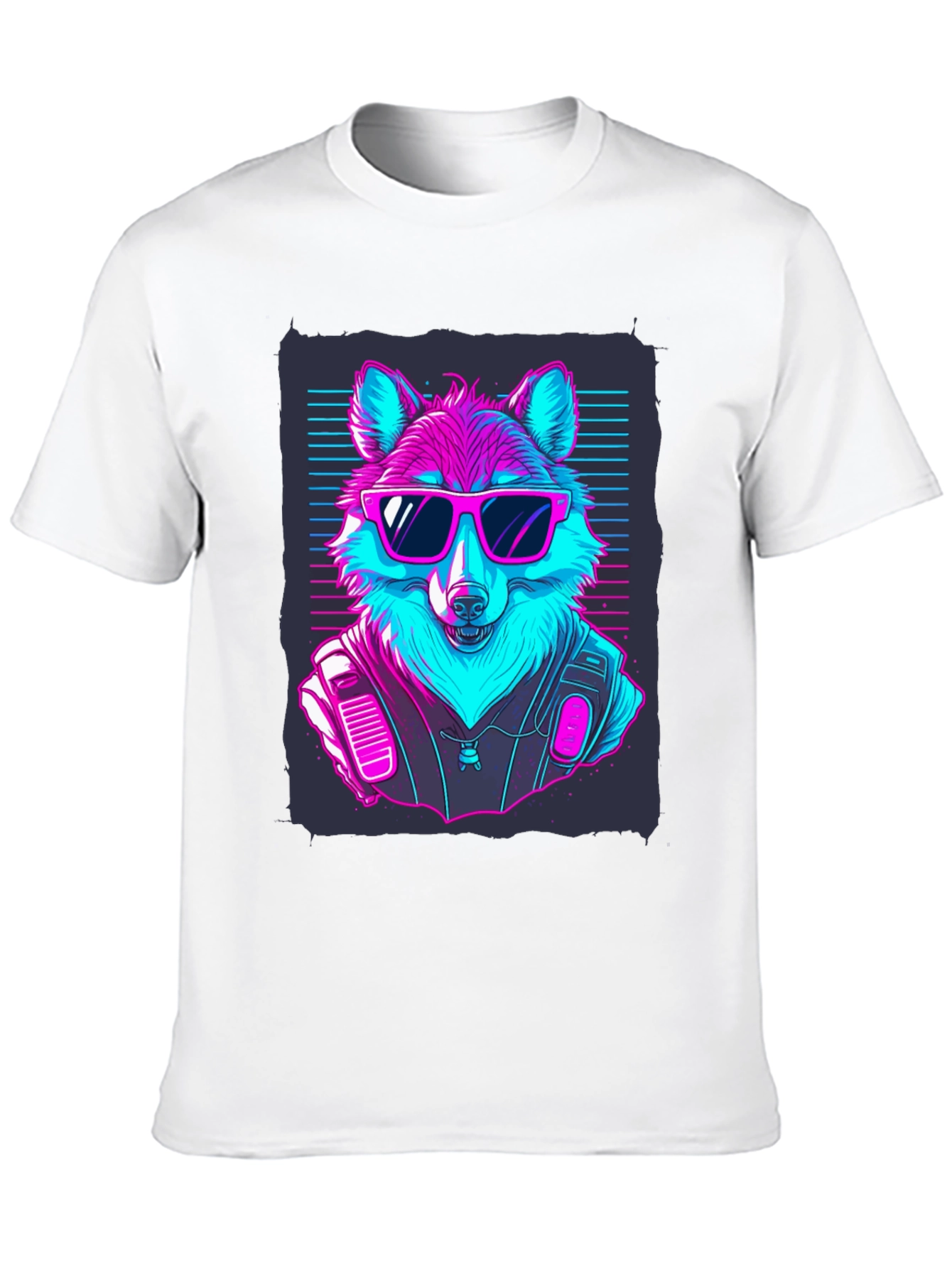 Black Retro Wolf T-Shirt: Cool Canine Vibes view 10