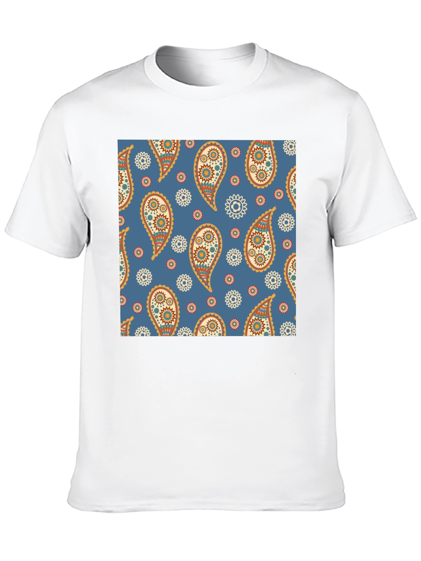 Black Paisley Pattern Black T-Shirt view 10