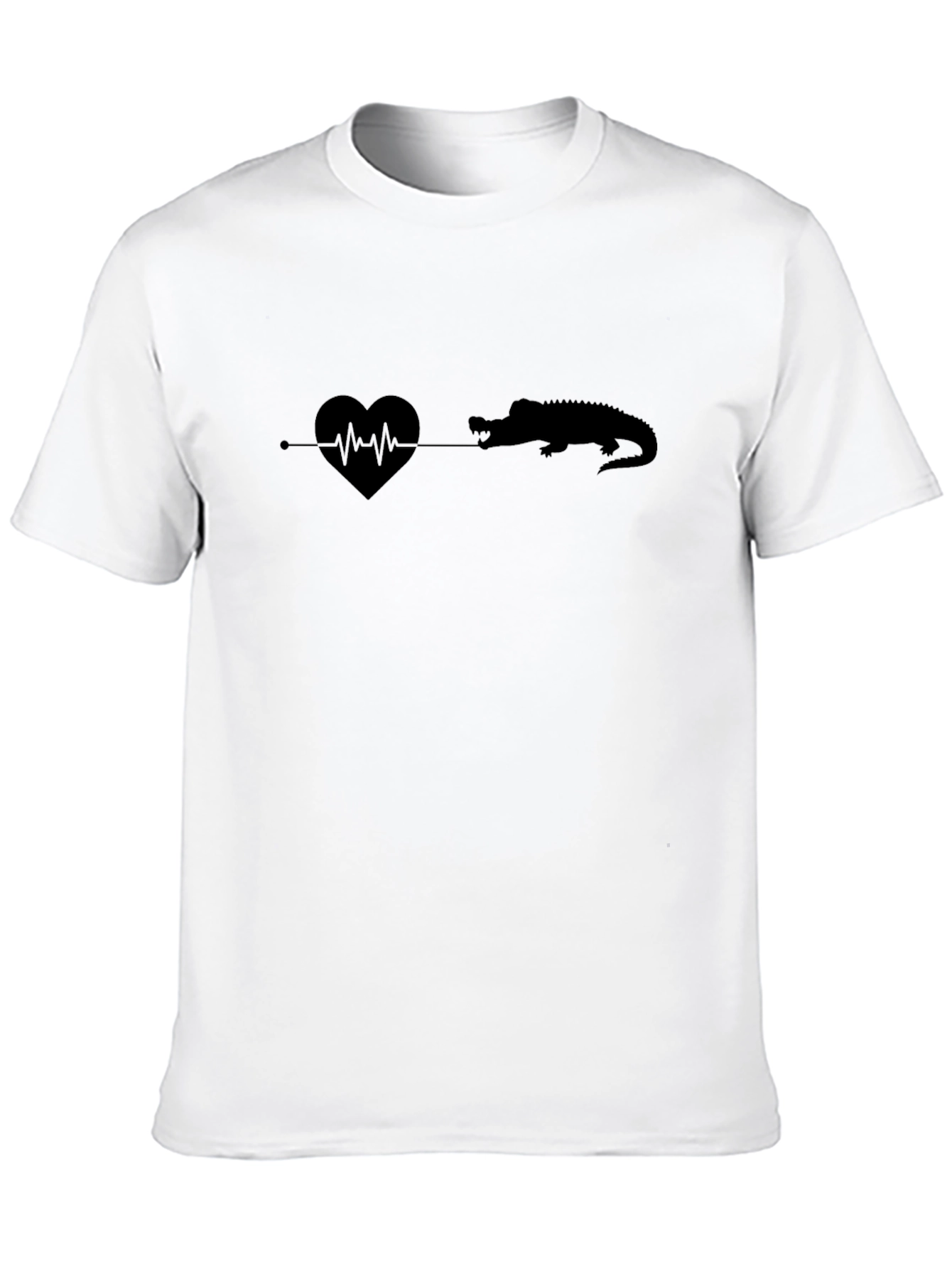 Black Alligator Heartbeat Graphic Tee - Black Cotton view 10