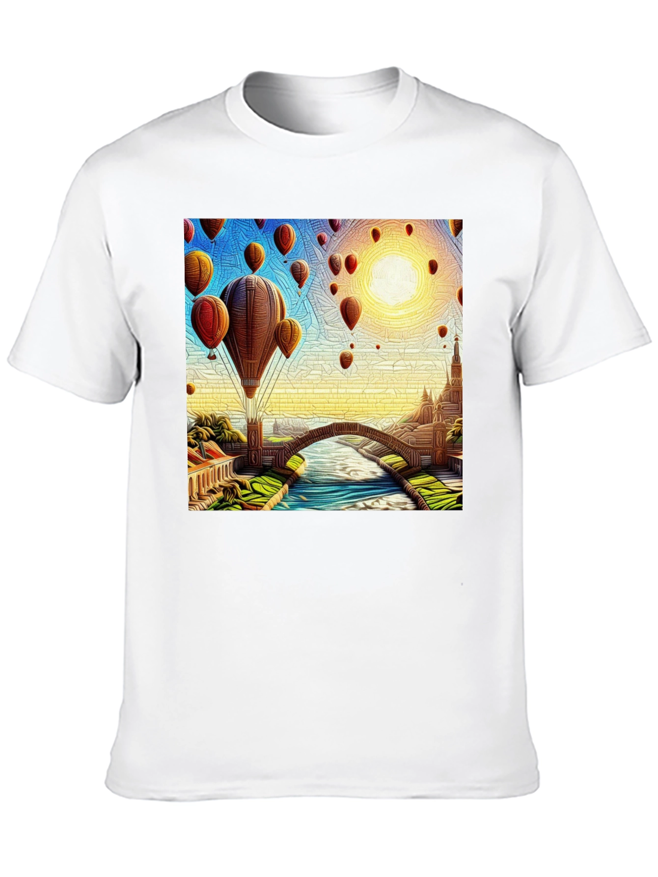 Black Hot Air Balloon Landscape Graphic Tee view 10