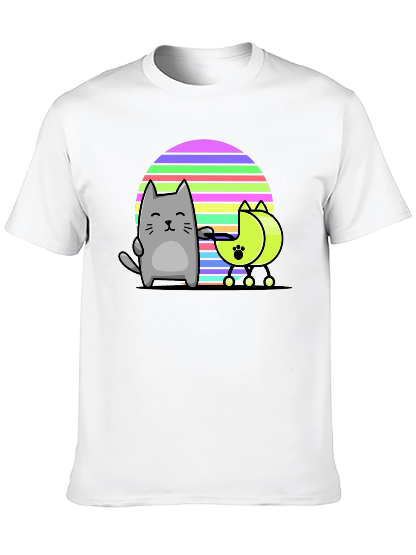 Black Cute Cat and Moon Walker T-Shirt view 10