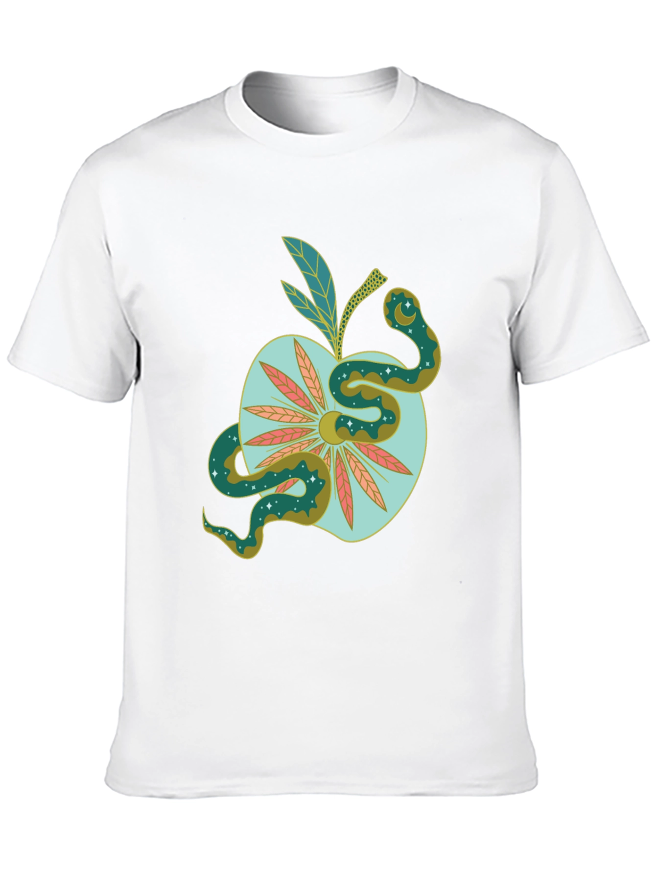 Black Serpent Apple Graphic Tee - Unique Design, Stylish Black T-Shirt view 10