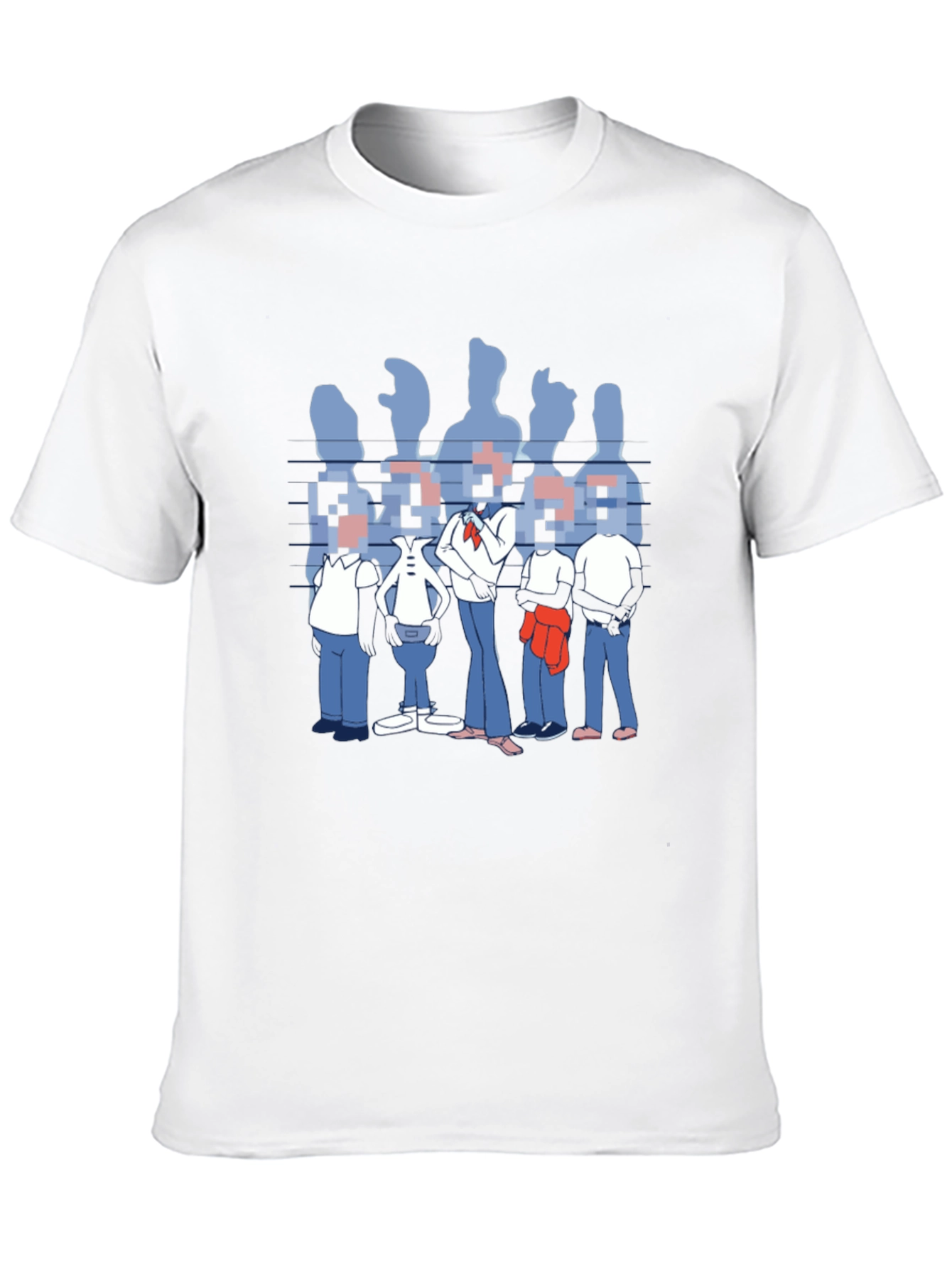 Black Pixelated Faces Graphic Black T-Shirt view 10