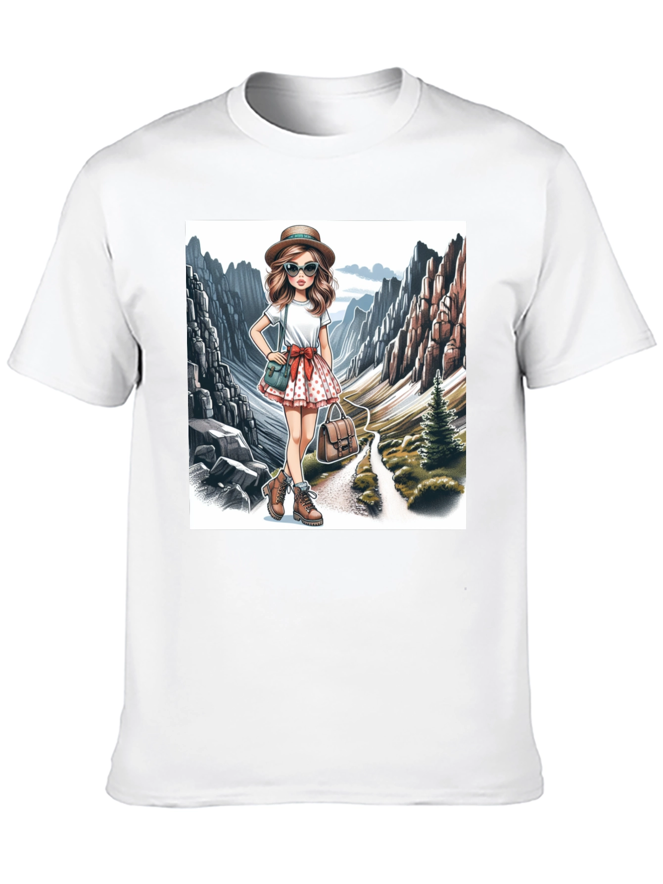 Black Stylish Hiking Girl Graphic T-Shirt view 10