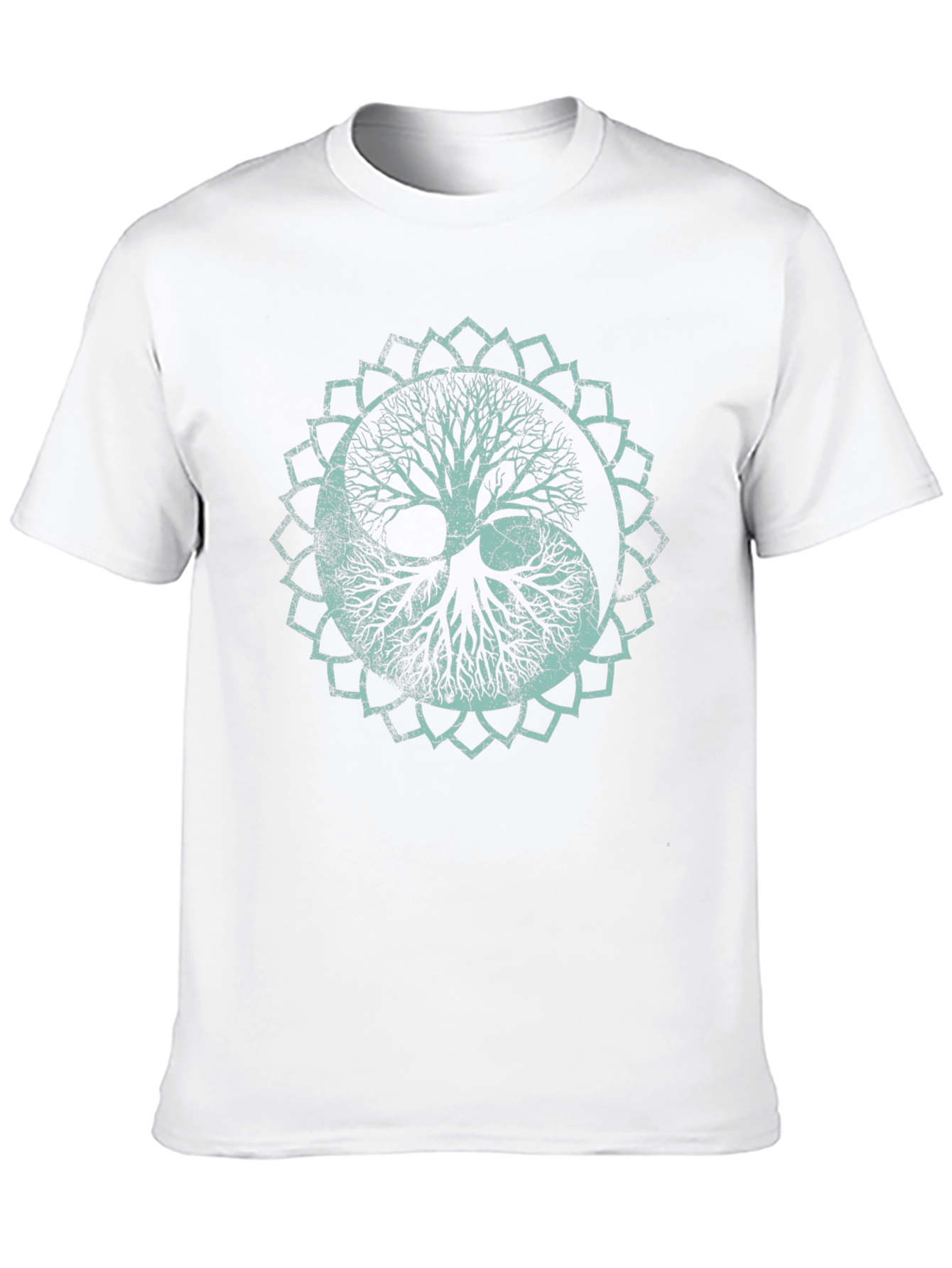 Black Yin Yang Tree Graphic Tee - Soft Black Cotton Shirt view 10