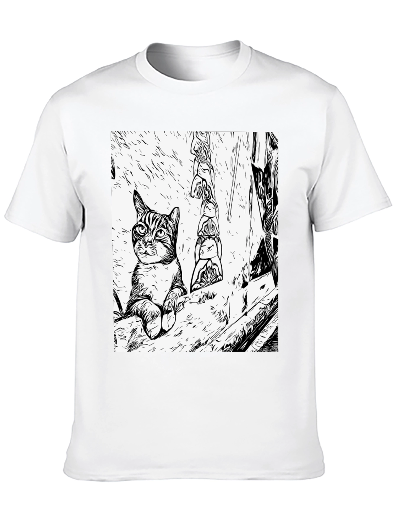 Black Cat Art Black T-Shirt view 10