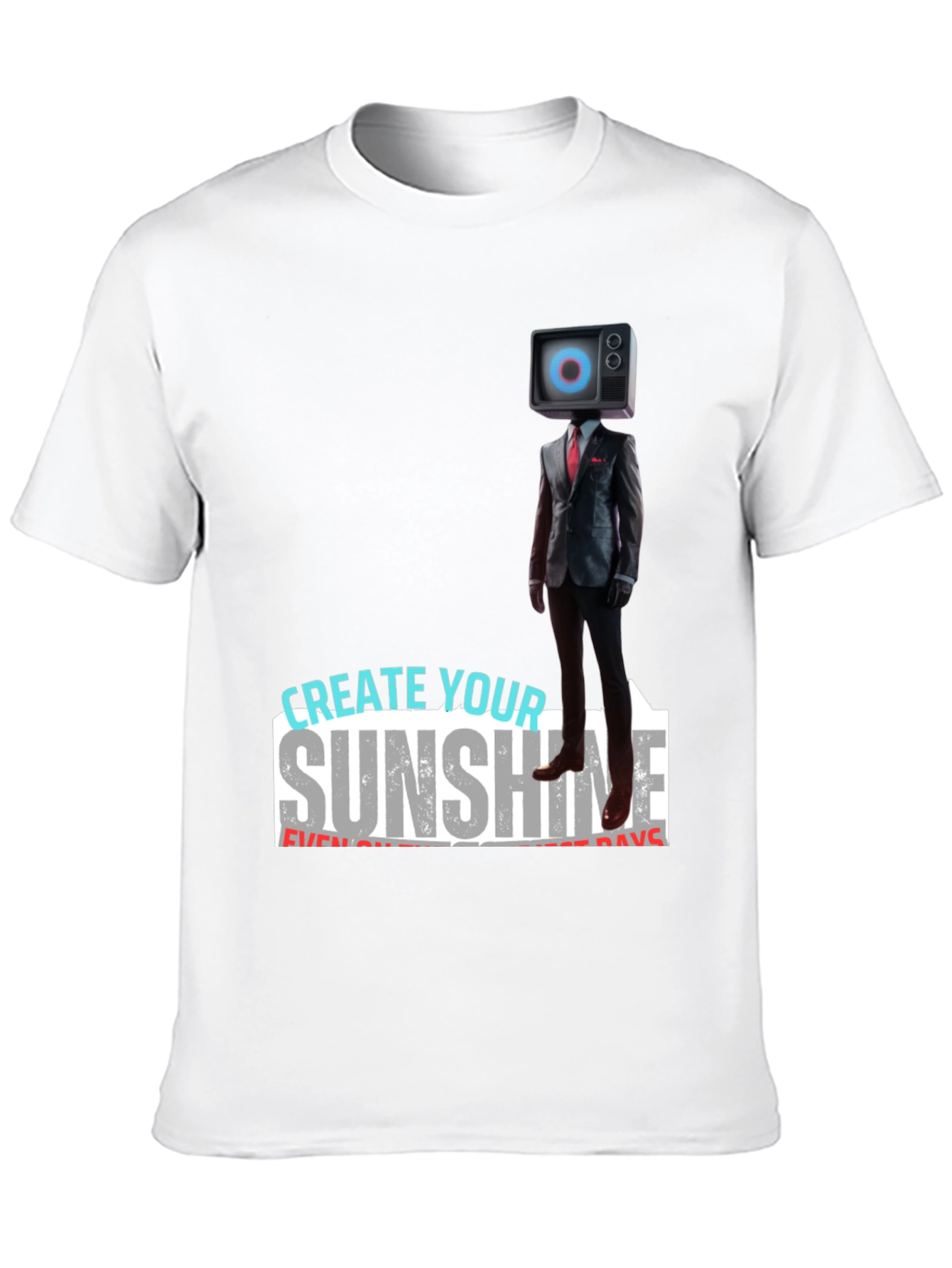 Black Modern TV Head Suit T-Shirt: Create Your Sunshine view 10