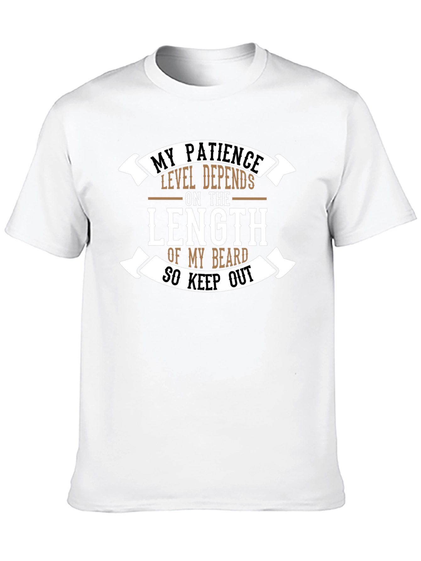 Black Beard Length Patience T-Shirt - Funny Graphic Tee view 10