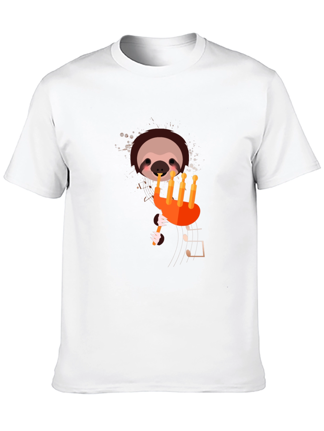 Black Sloth Piper Men's Black T-Shirt - Musical Design view 10