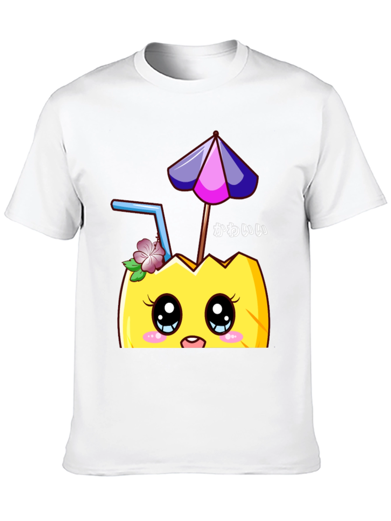 Black Kawaii Pineapple T-Shirt - Tropical Summer Vibes view 10