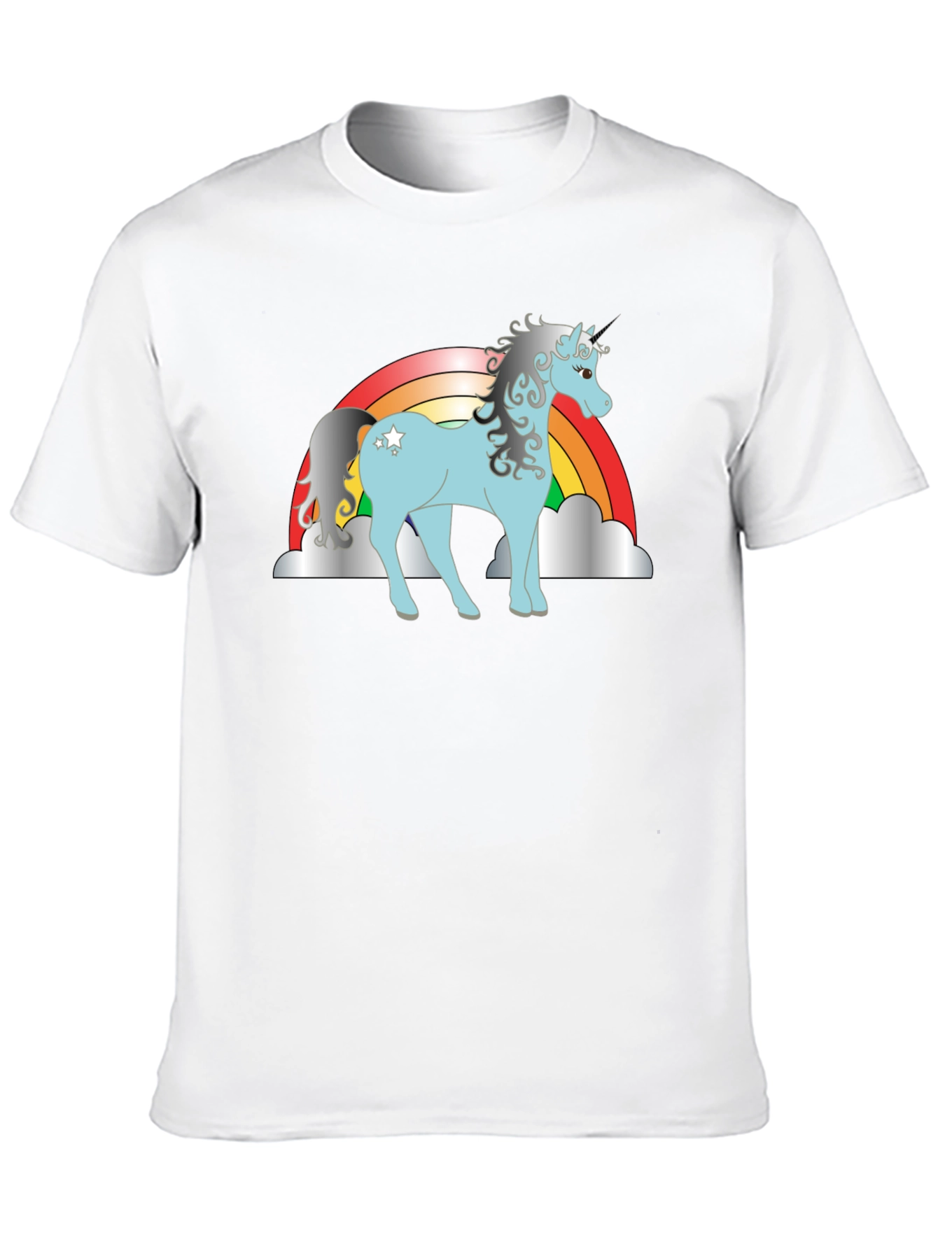 Black Rainbow Unicorn Graphic Tee - Black Cotton Shirt view 10