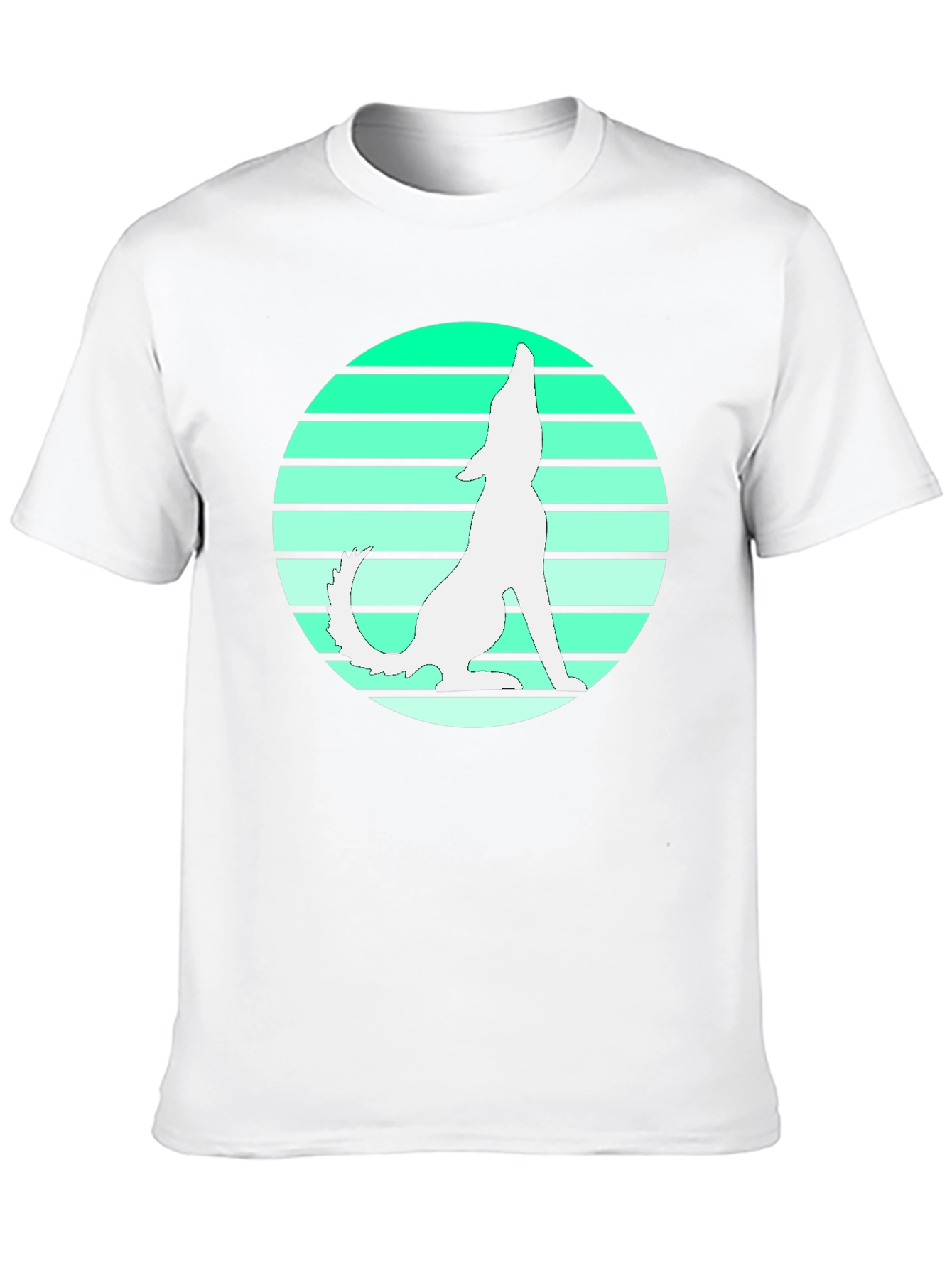 Black Retro Wolf Howl Graphic Tee - Black Cotton T-Shirt view 10