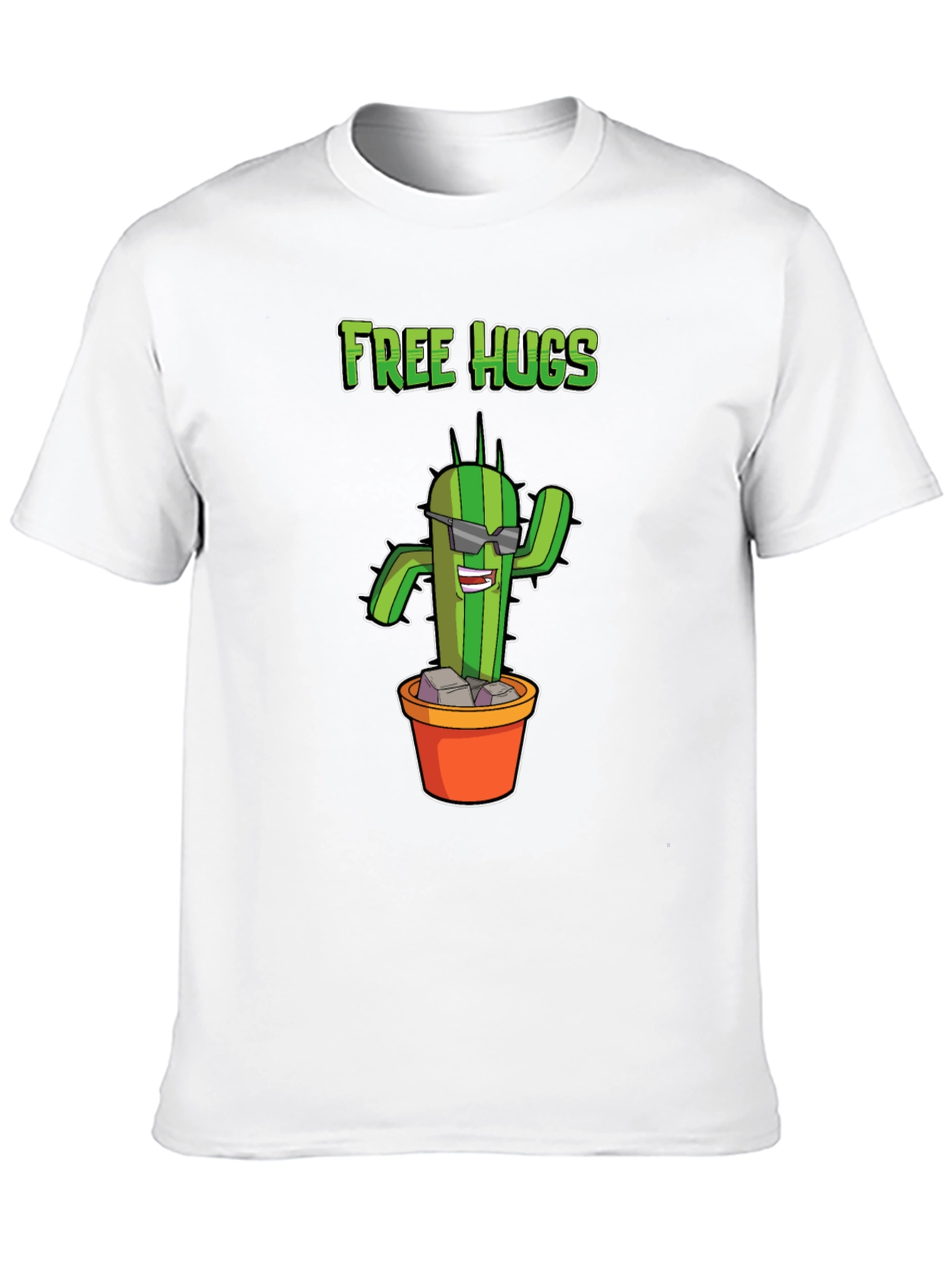 Black Funny Cactus Free Hugs Graphic T-Shirt view 10