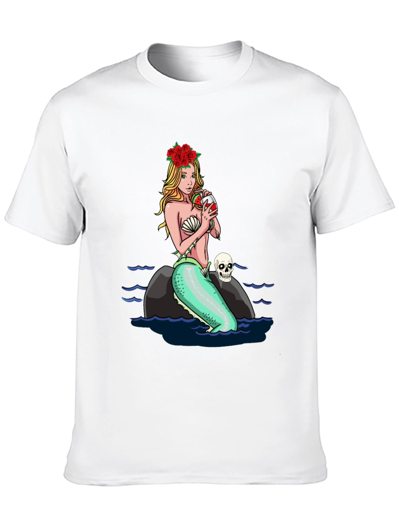 Black Mermaid Drinking Wine T-Shirt view 10