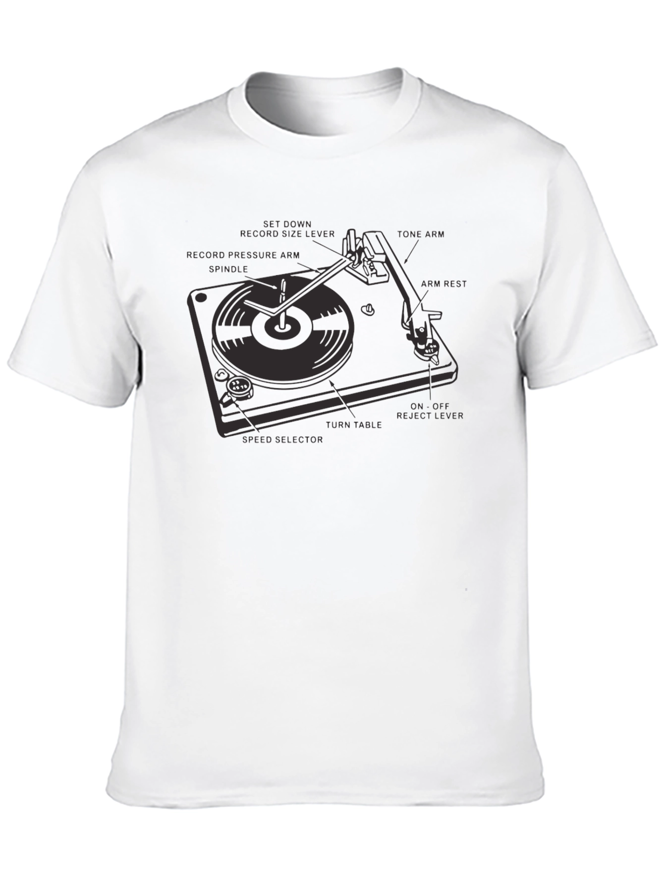 Black Turntable Anatomy Black T-Shirt view 10