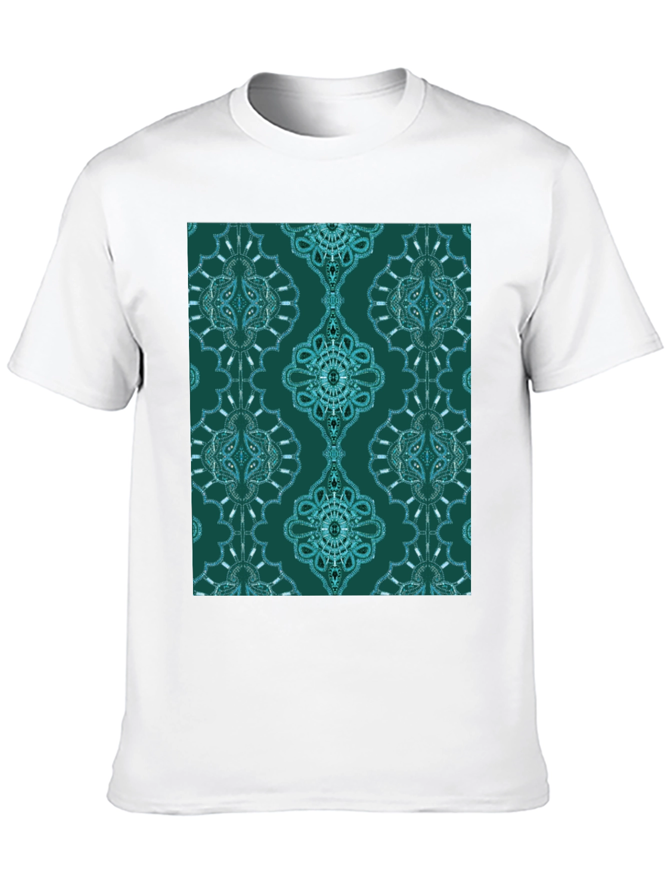 Black Stylish Patterned Teal T-Shirt view 10