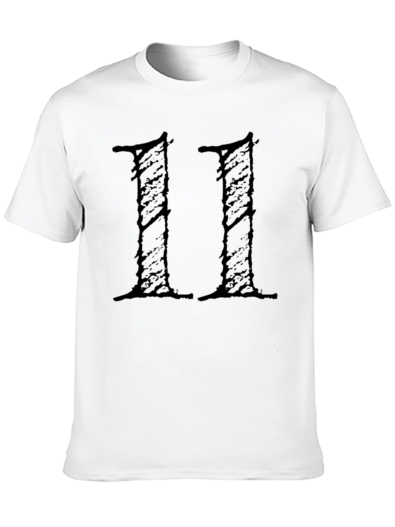 Black Grunge Number 11 Graphic Tee - Black Cotton T-Shirt view 10