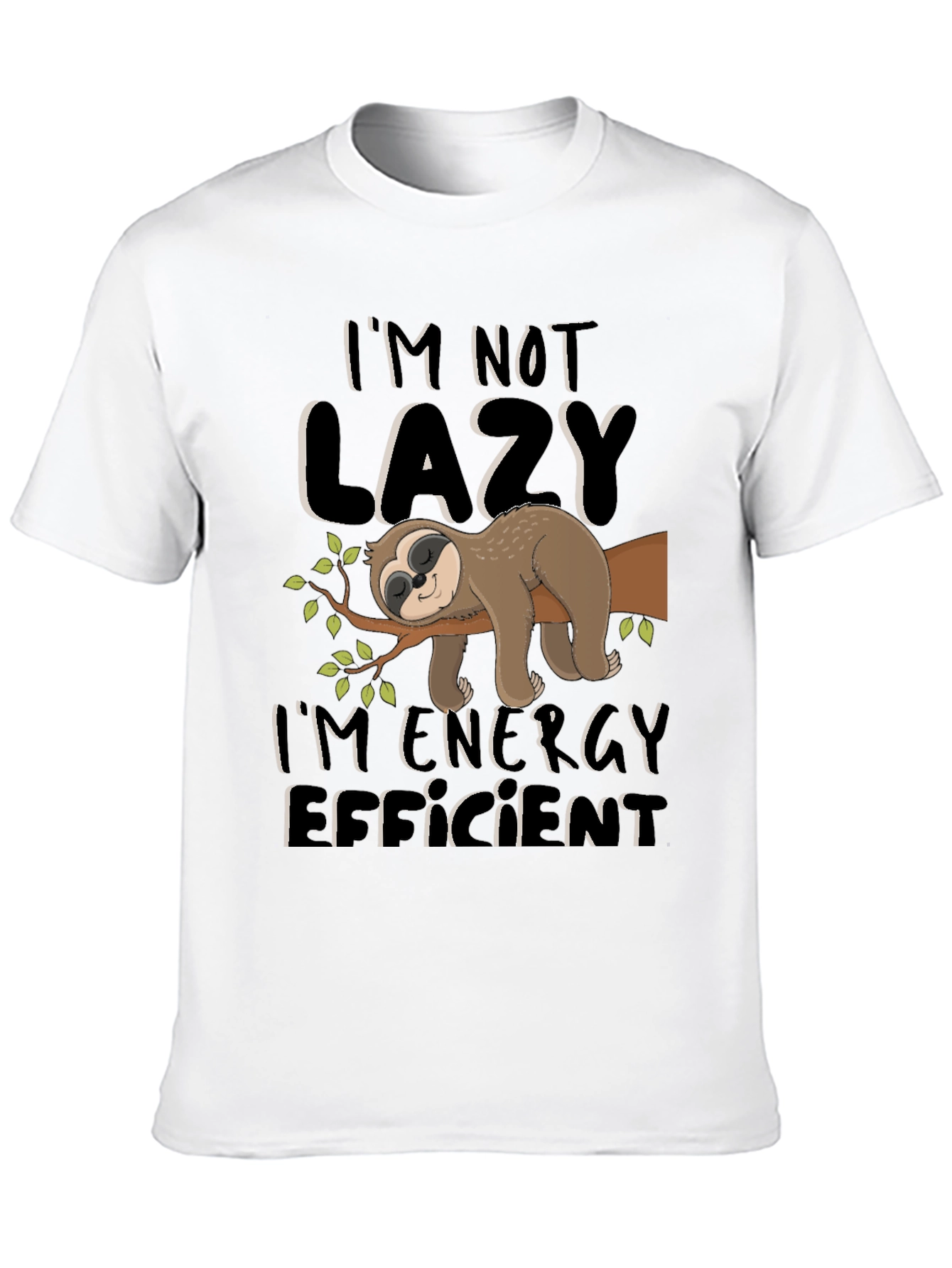 Black Funny Sloth Energy Efficient Graphic T-Shirt view 10