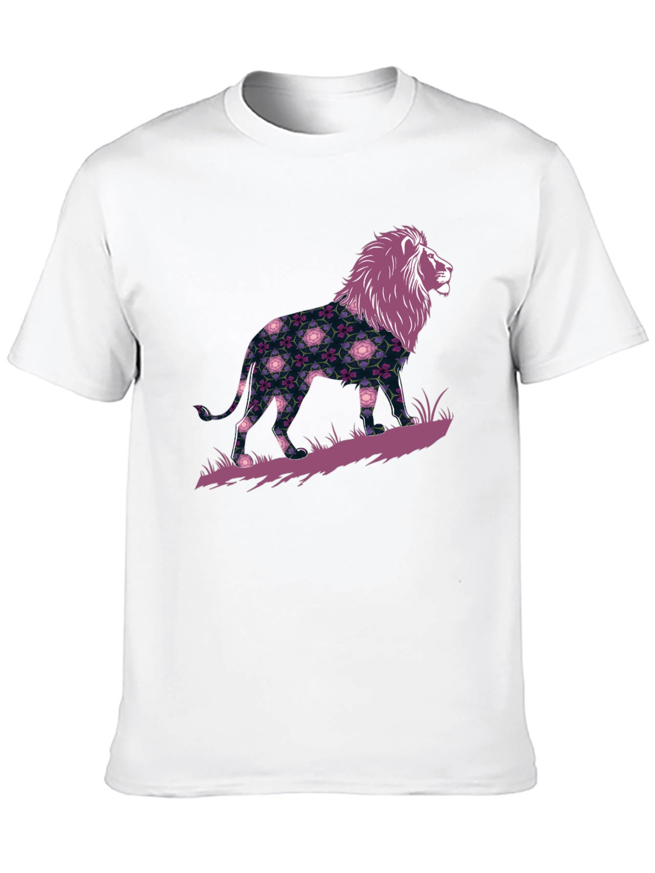 Black Floral Lion Graphic Tee - Men's Black T-Shirt view 10