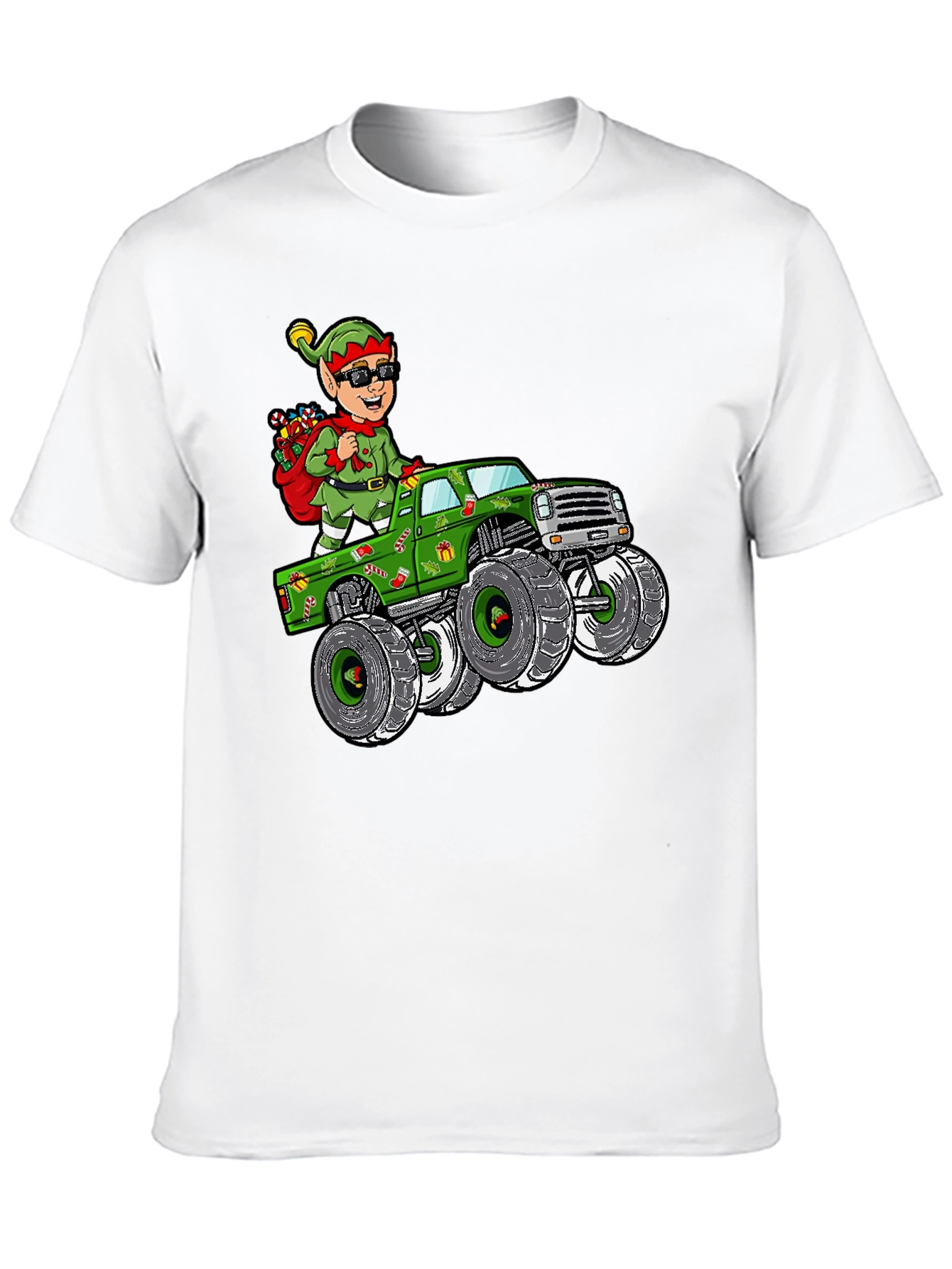 Elf Monster Truck Christmas Graphic Tee - 10