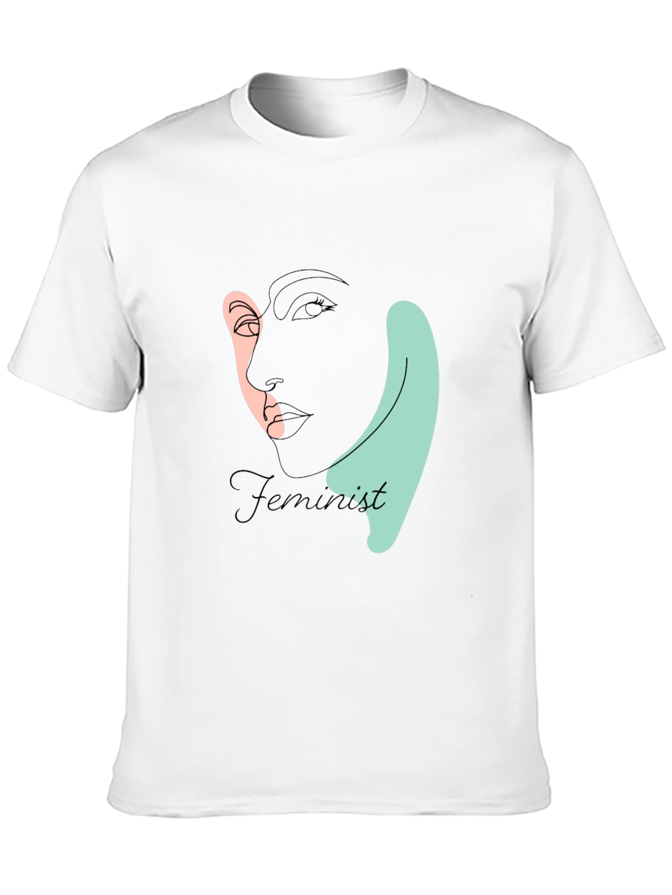 Black Feminist Line Art T-Shirt - Black view 10