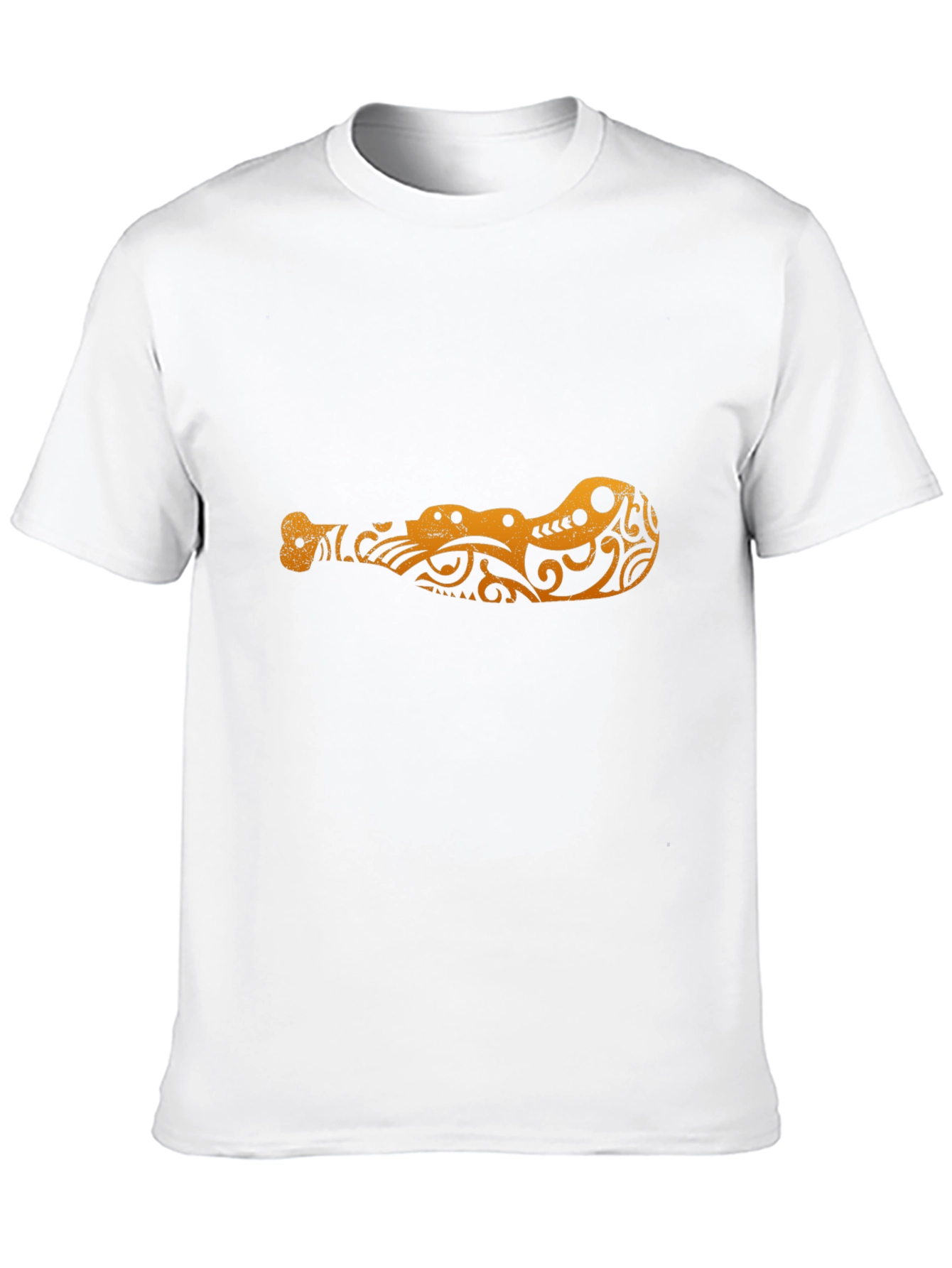 Black Tribal Crocodile Design Black T-Shirt view 10