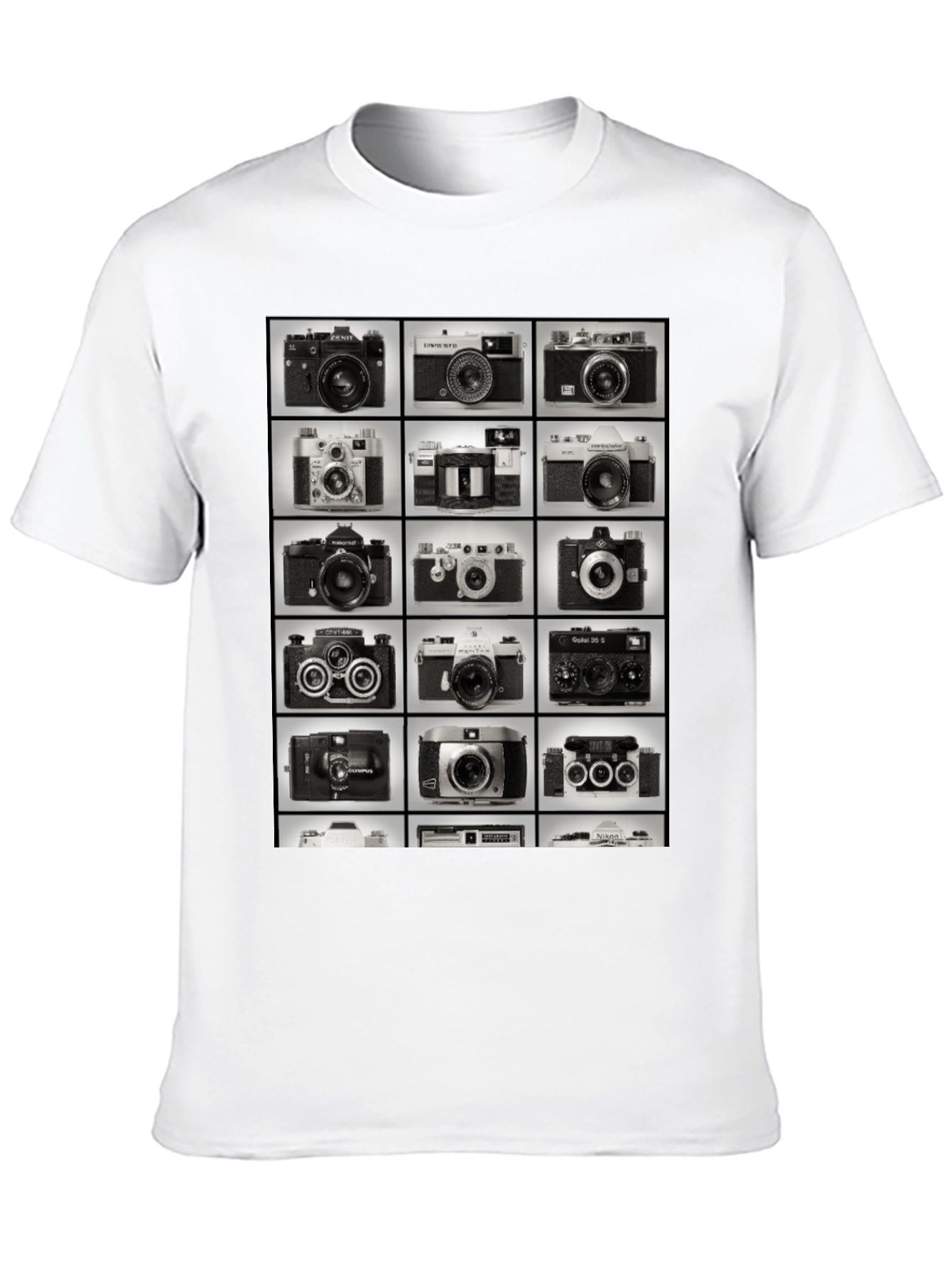Black Vintage Camera Collage Graphic T-Shirt view 10
