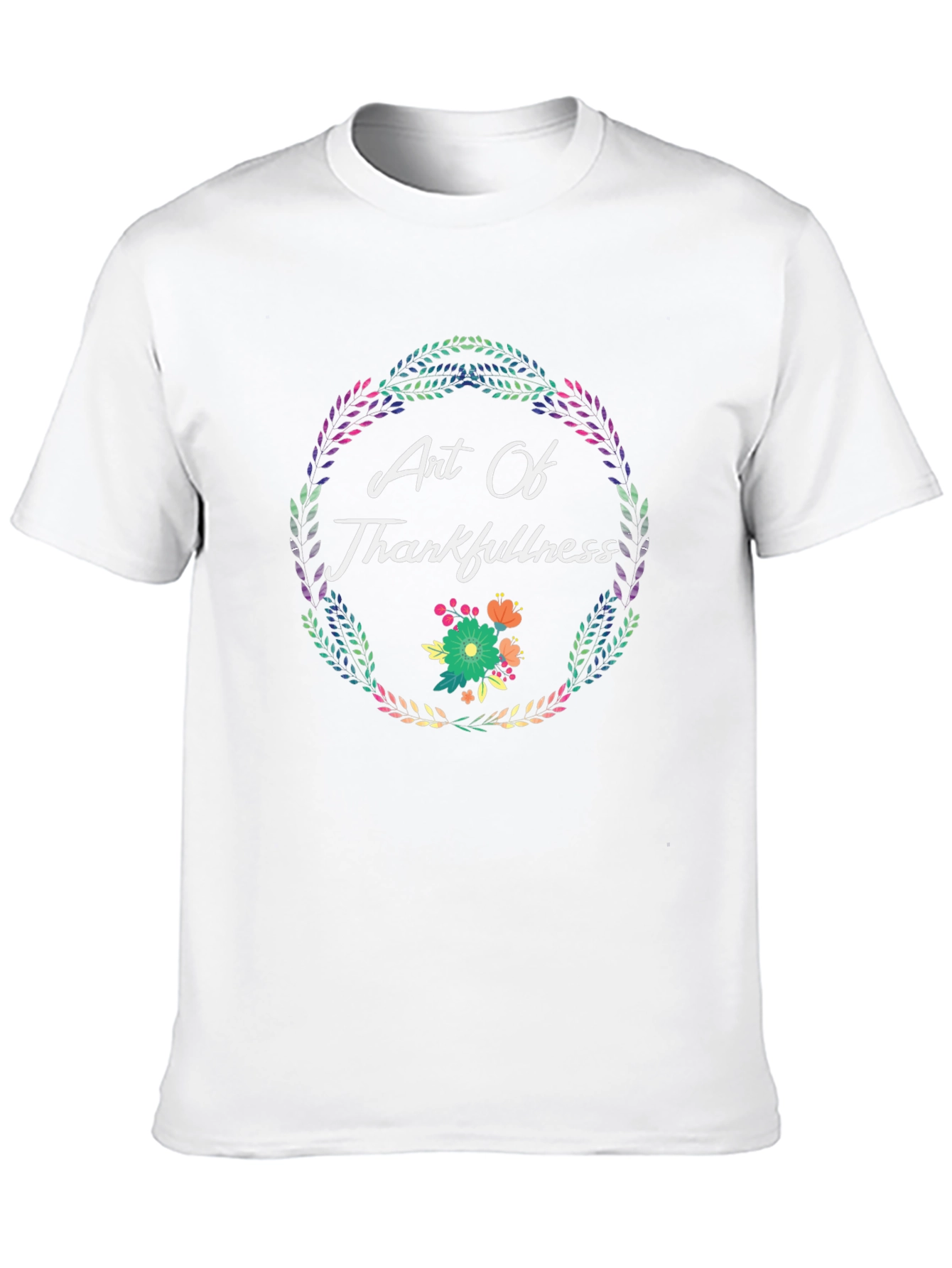 Black Art Of Thankfulness Floral Wreath Graphic Tee view 10
