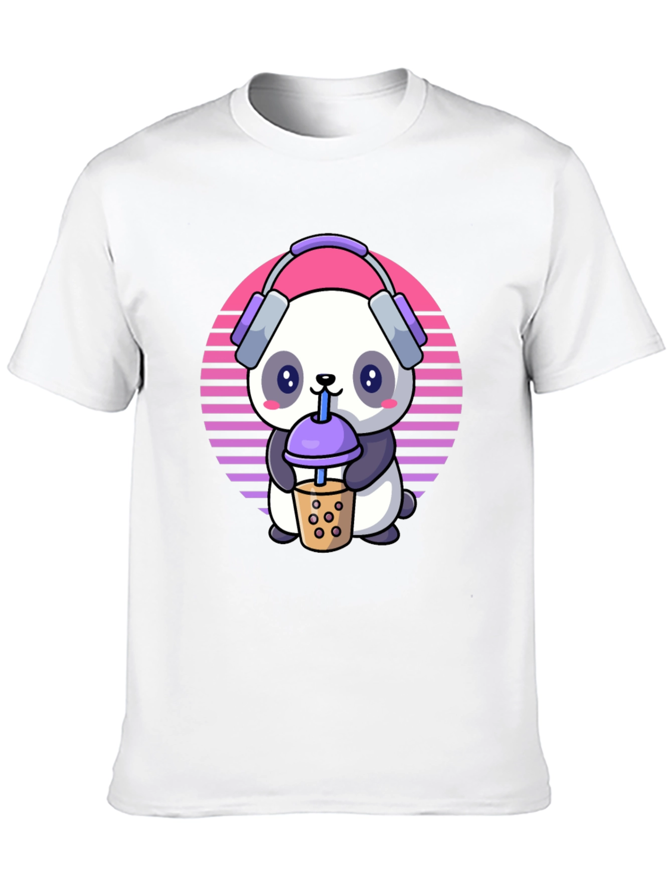 Black Cute Panda Bubble Tea T-Shirt view 10