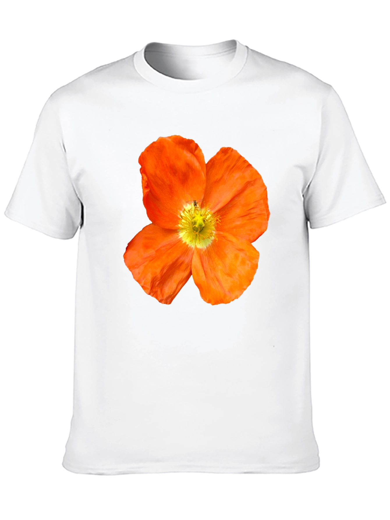 Black Floral Print T-Shirt - Bold Orange Poppy Design view 10