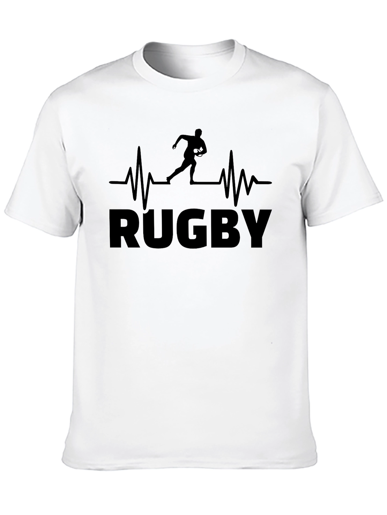 Black Rugby Heartbeat T-Shirt - Black Graphic Tee view 10