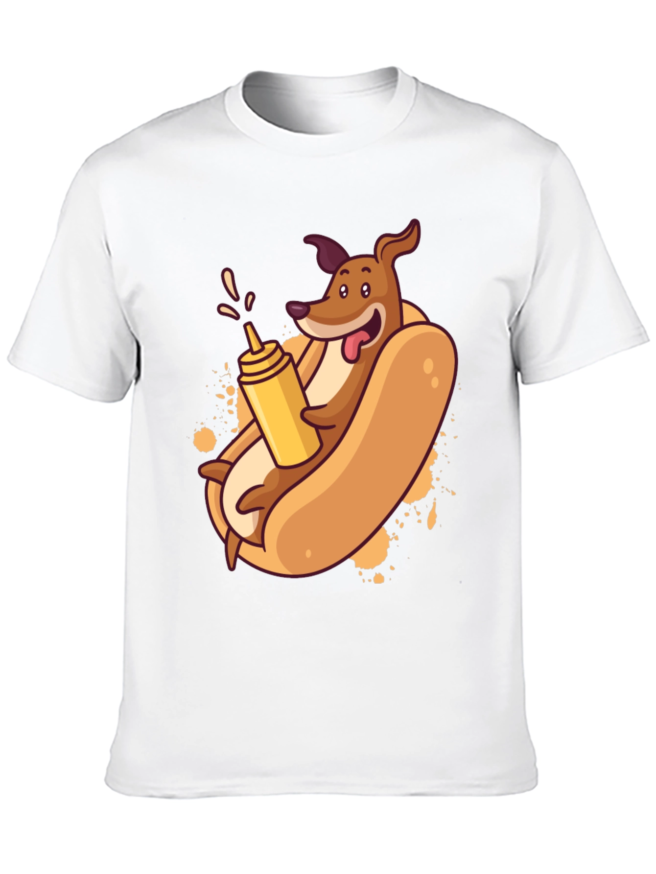 Black Funny Dachshund Hot Dog Cartoon T-Shirt view 10