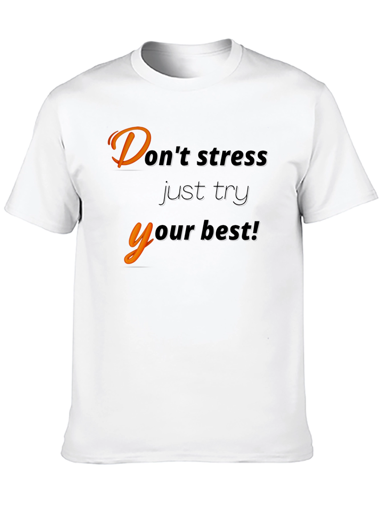 Black Motivational Black T-Shirt - "Don't Stress" view 10
