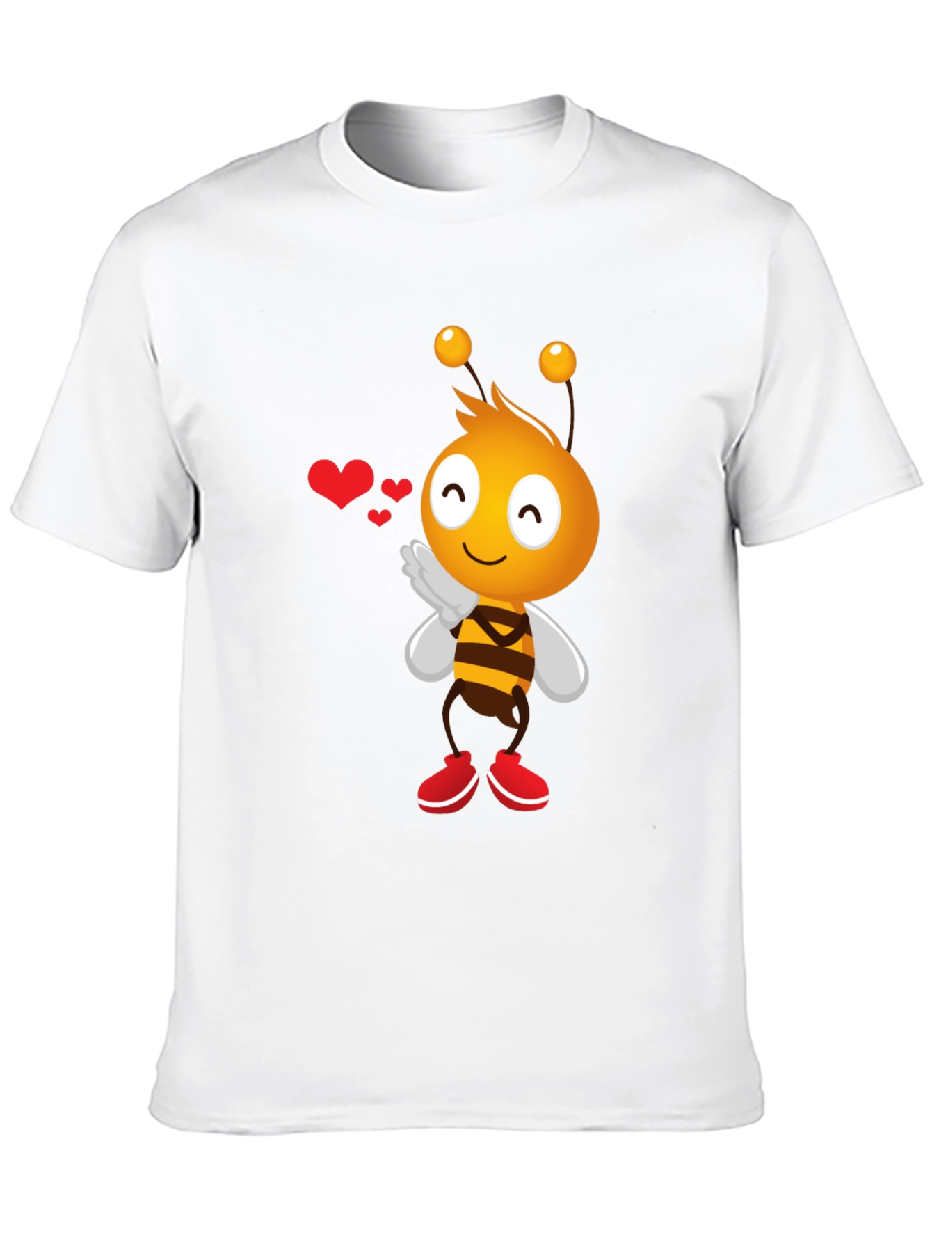 Black Cute Bee Cartoon Graphic T-Shirt view 10