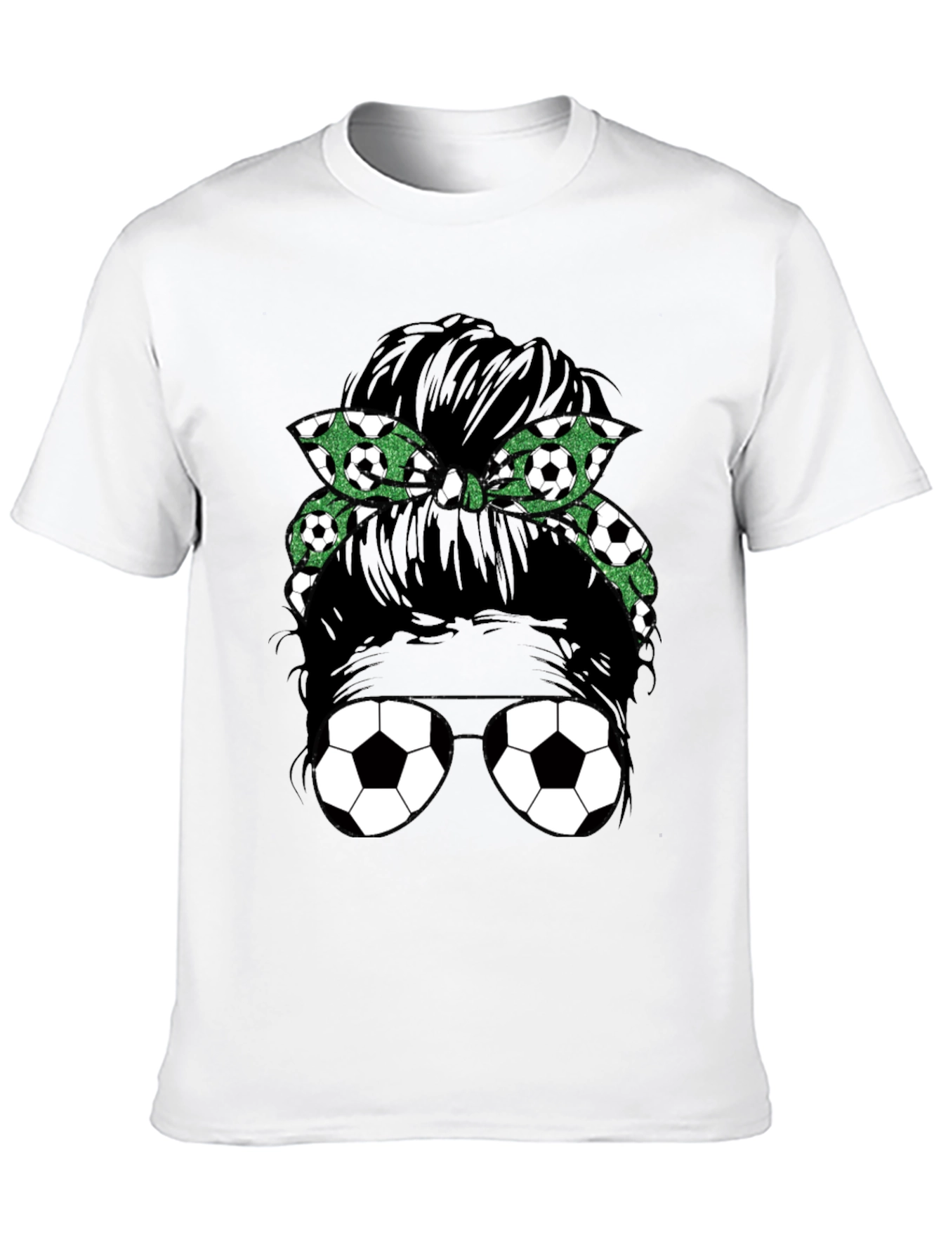 Black Soccer Mom Messy Bun Graphic Tee - Black view 10