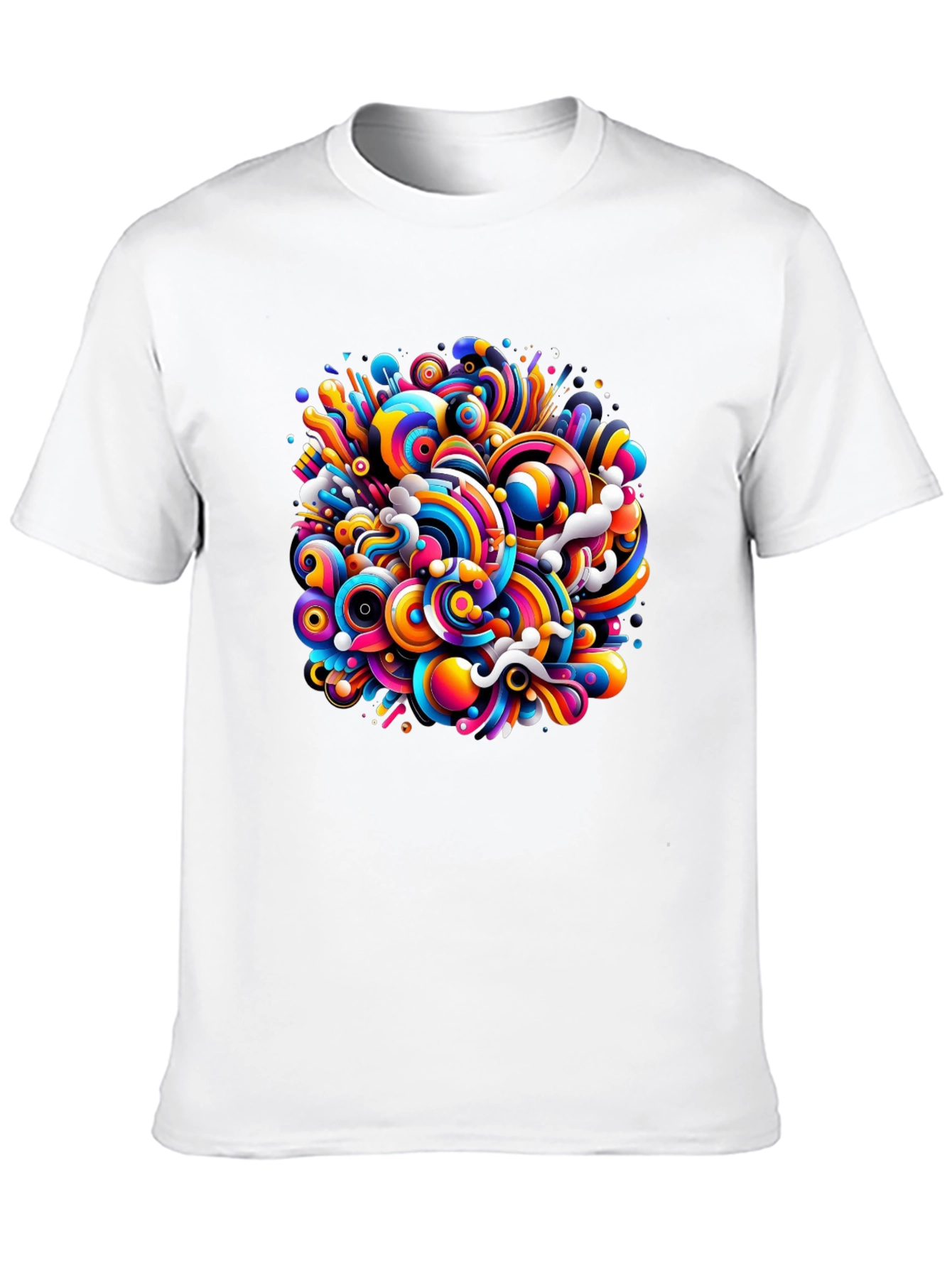 Black Colorful Swirl Graphic Black T-Shirt view 10