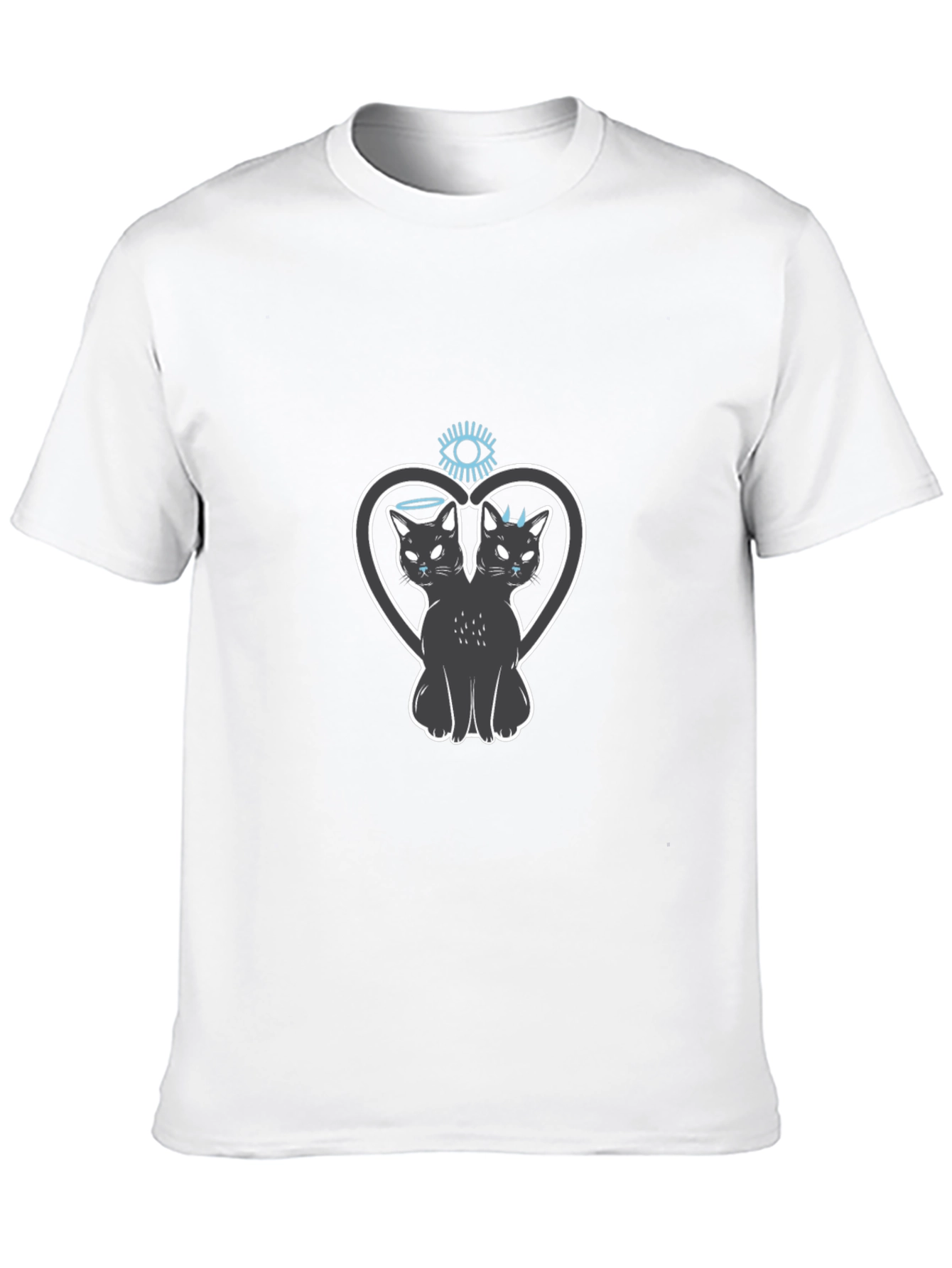 Black Two-Headed Cat Heart Graphic Tee view 10