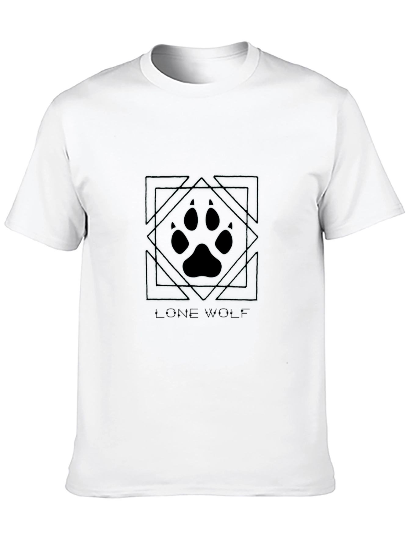 Black Lone Wolf Paw Print Graphic Tee - Black Cotton Blend view 10