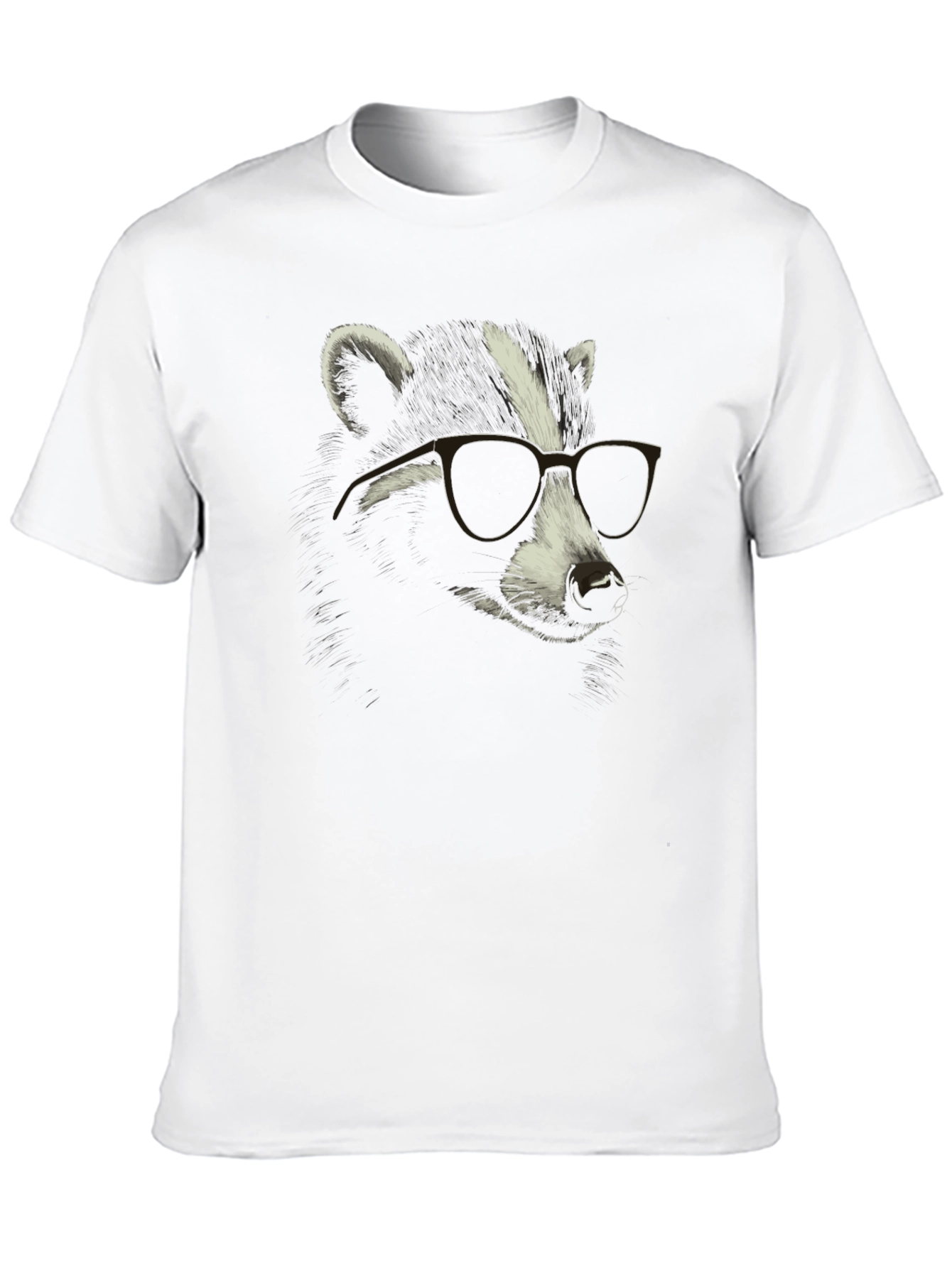 Black Cool Raccoon Graphic Tee - Black Cotton T-Shirt view 10