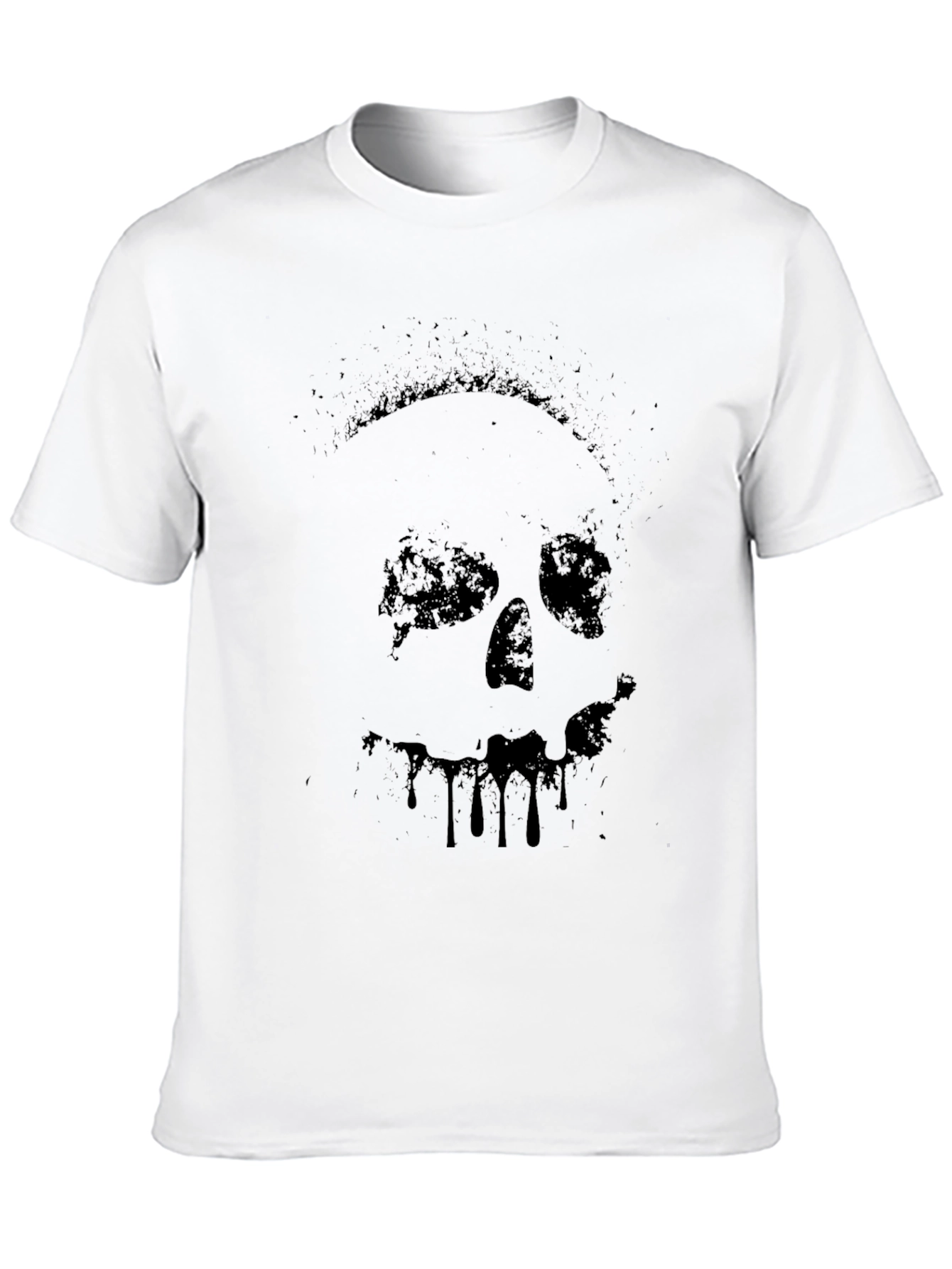Black Men's Black Skull Graphic Print T-Shirt view 10