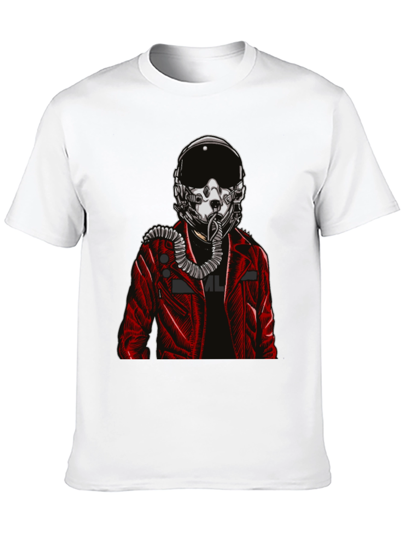Black Pilot Helmet Graphic Tee - Bold Black Cotton Shirt view 10
