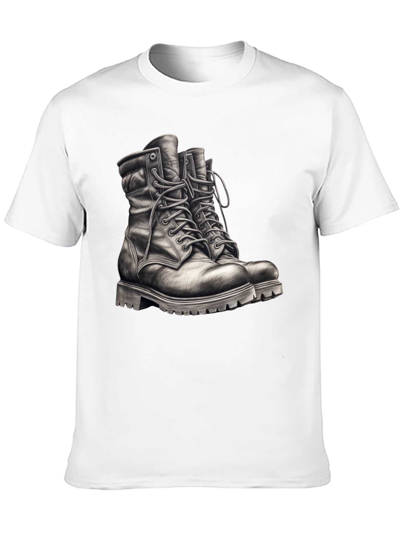 Black T-Shirt with Boots Graphic Tee - 10