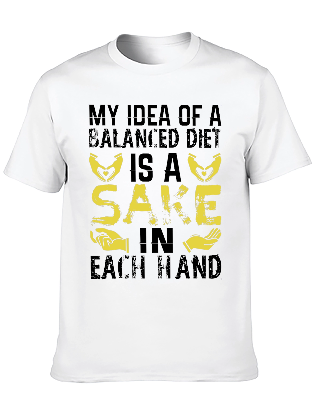 Black Balanced Diet Sake Hand T-Shirt - Funny Graphic Tee view 10