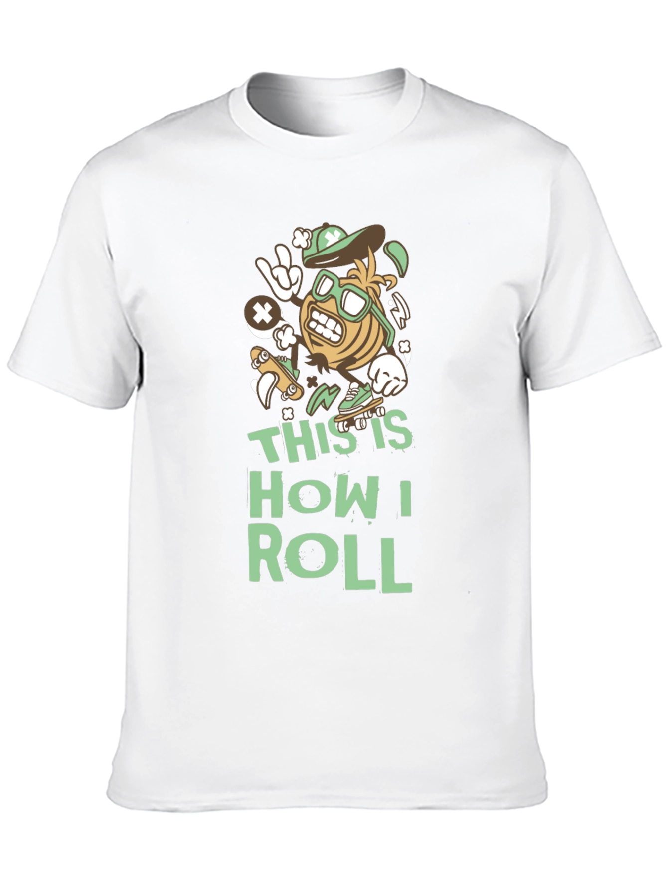 Black This Is How I Roll T-Shirt - Funny Skater Cartoon view 10