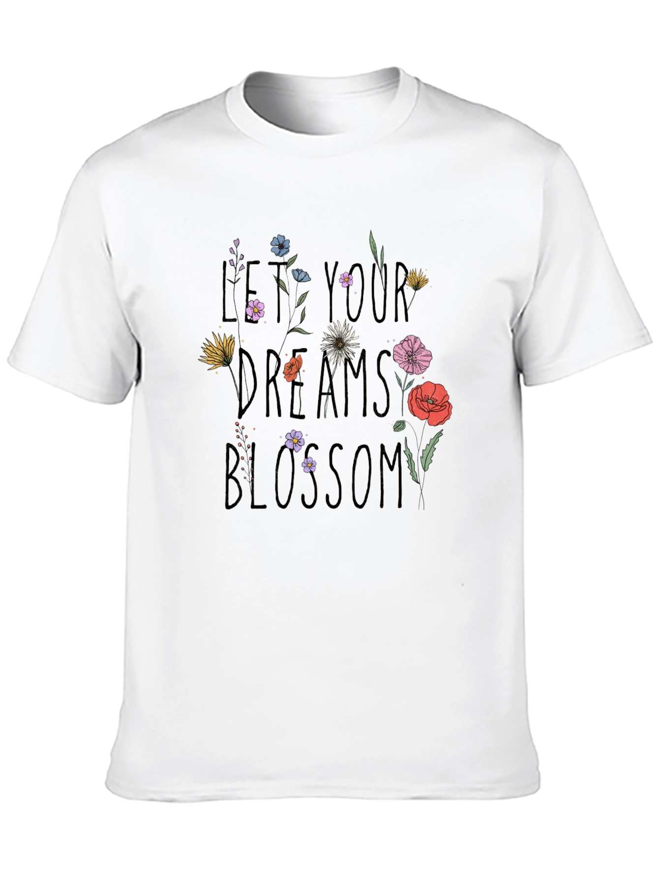 Black Floral Dreams Blossom Black T-Shirt view 10