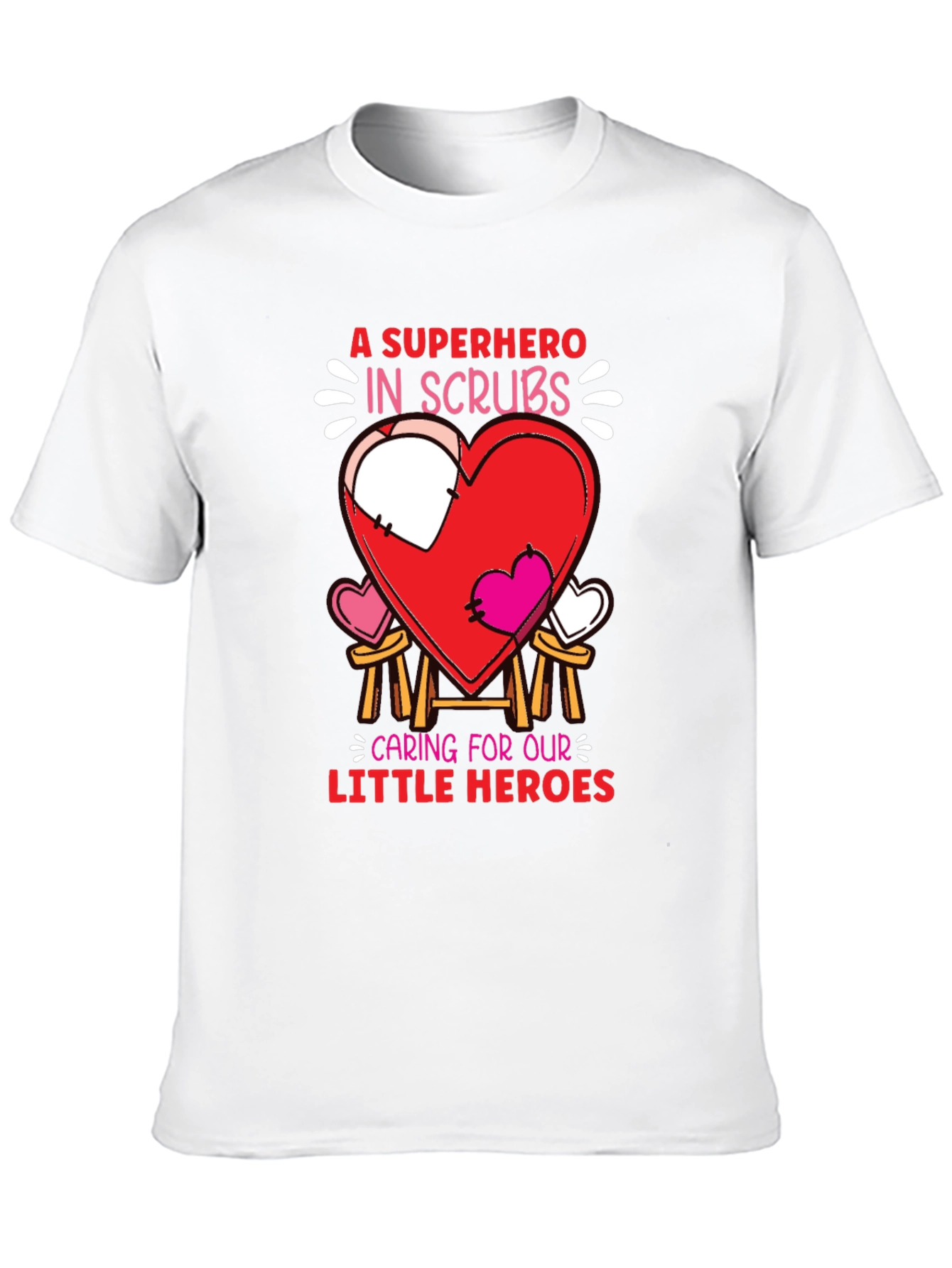 Black Superhero in Scrubs Graphic T-Shirt view 10